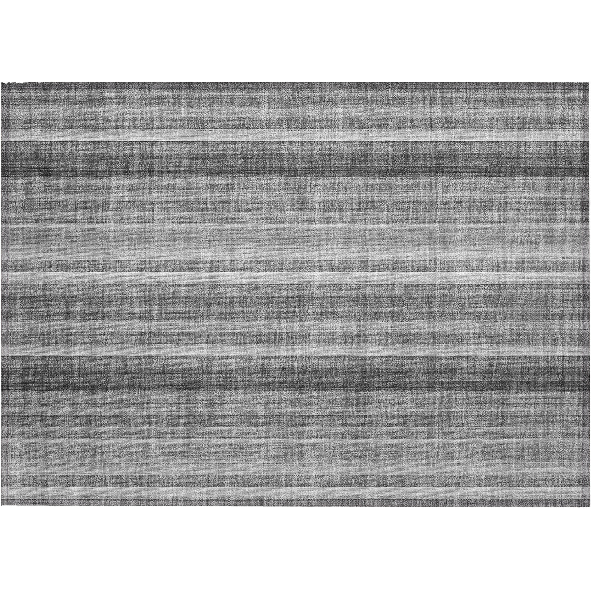2' X 3' Gray Striped Washable Non Skid Indoor Outdoor Area Rug