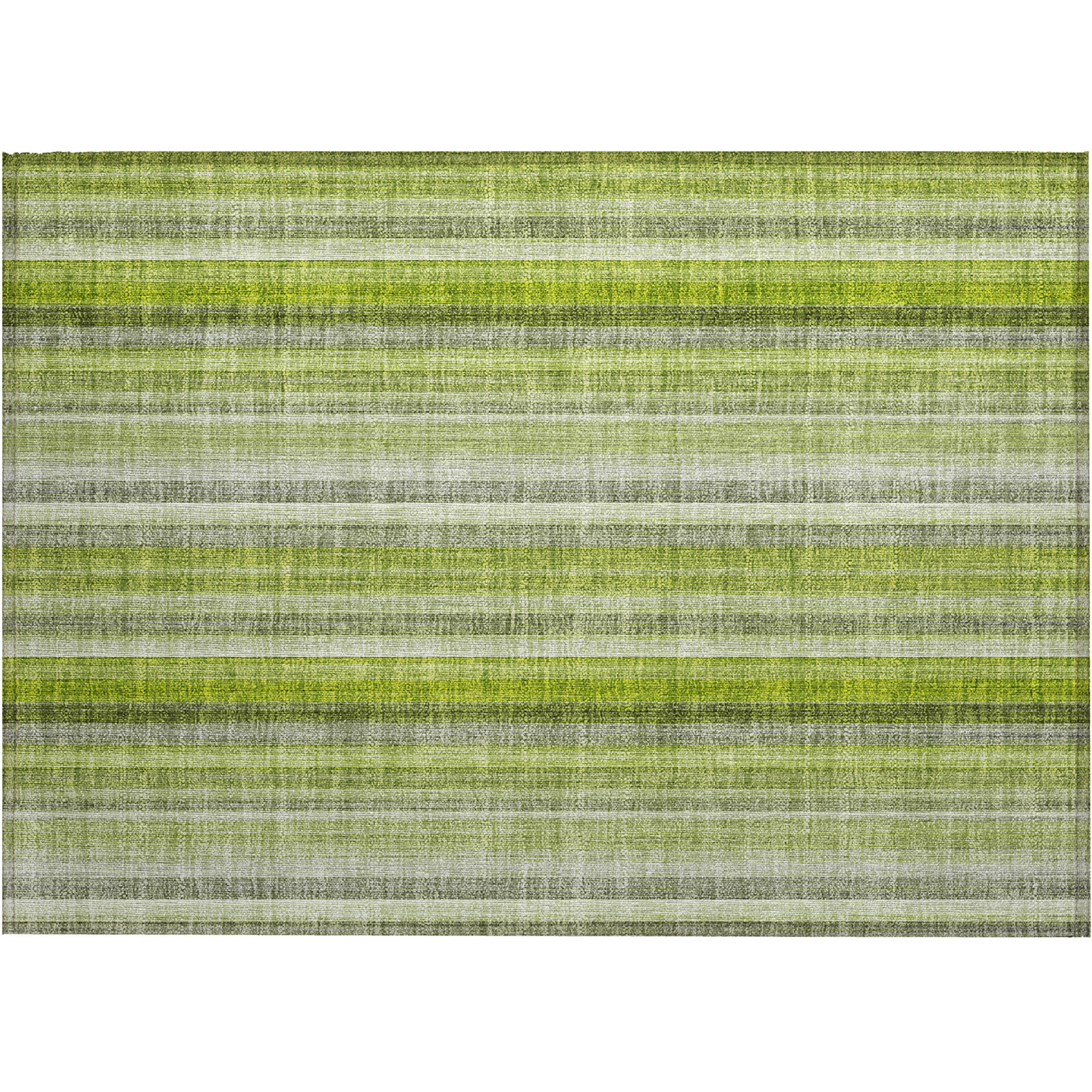 2' X 3' Green Striped Washable Non Skid Indoor Outdoor Area Rug