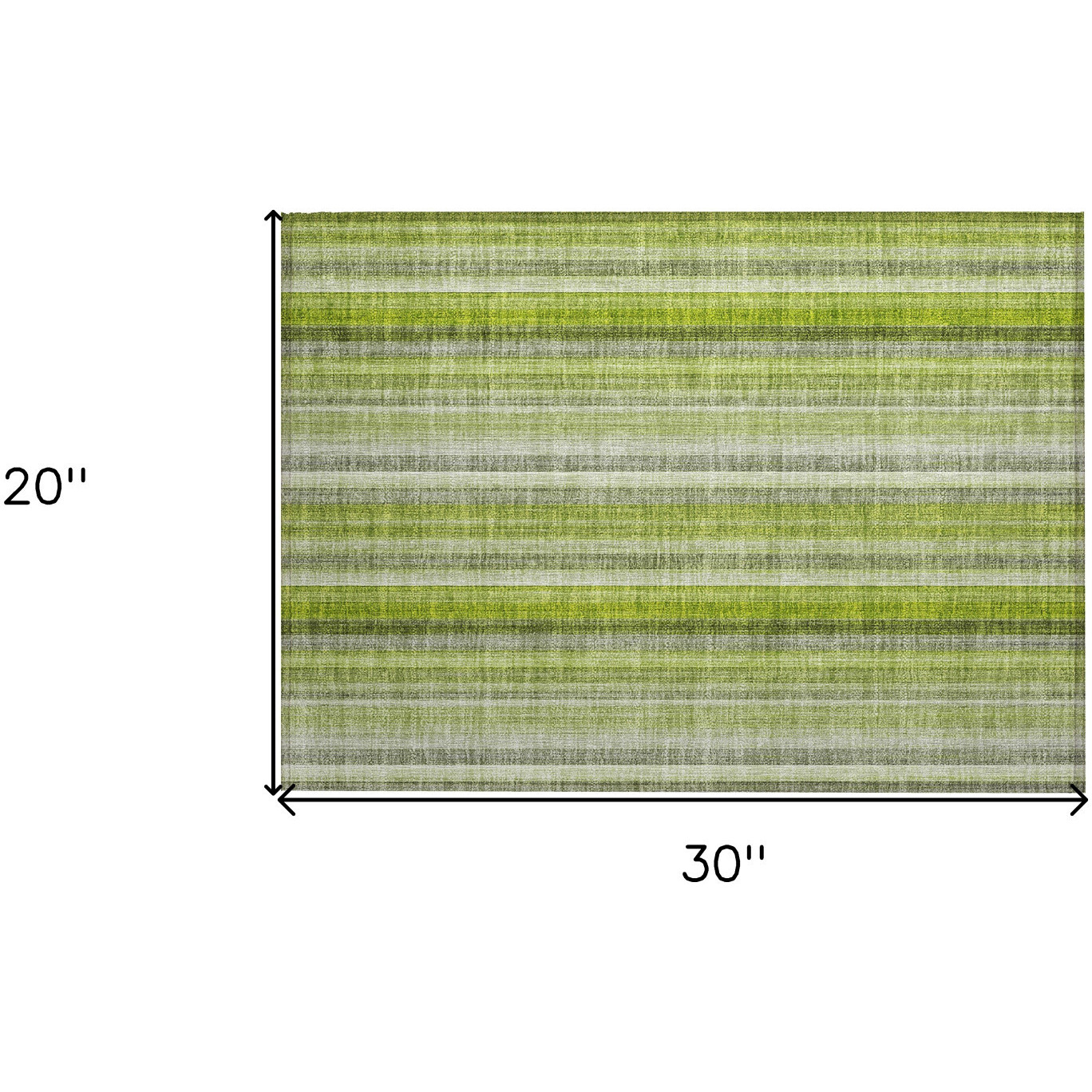 2' X 3' Green Striped Washable Non Skid Indoor Outdoor Area Rug