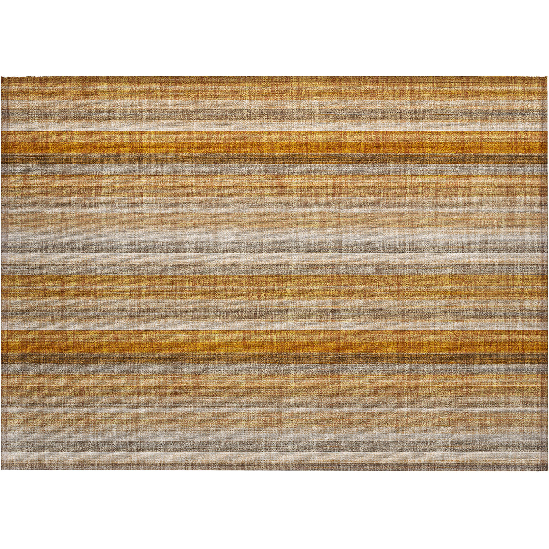 2' X 3' Orange Ivory and Gray Striped Washable Non Skid Indoor Outdoor Area Rug