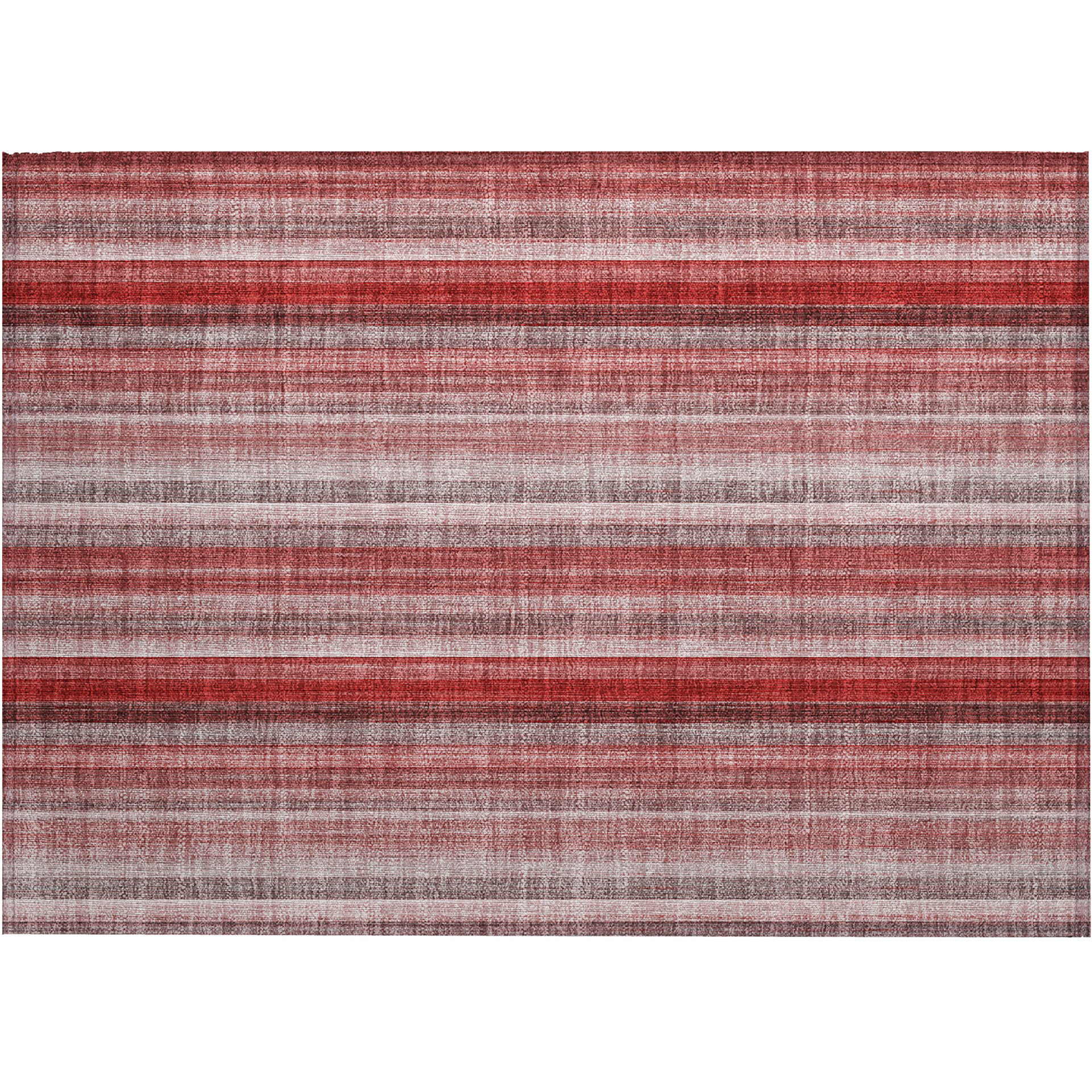 2' X 3' Gray Pink and Red Striped Washable Non Skid Indoor Outdoor Area Rug