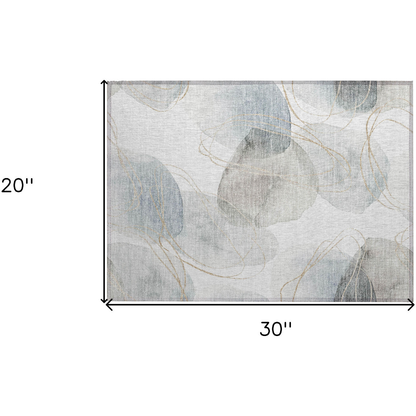 2' X 3' Ivory Blue and Gray Abstract Washable Non Skid Indoor Outdoor Area Rug
