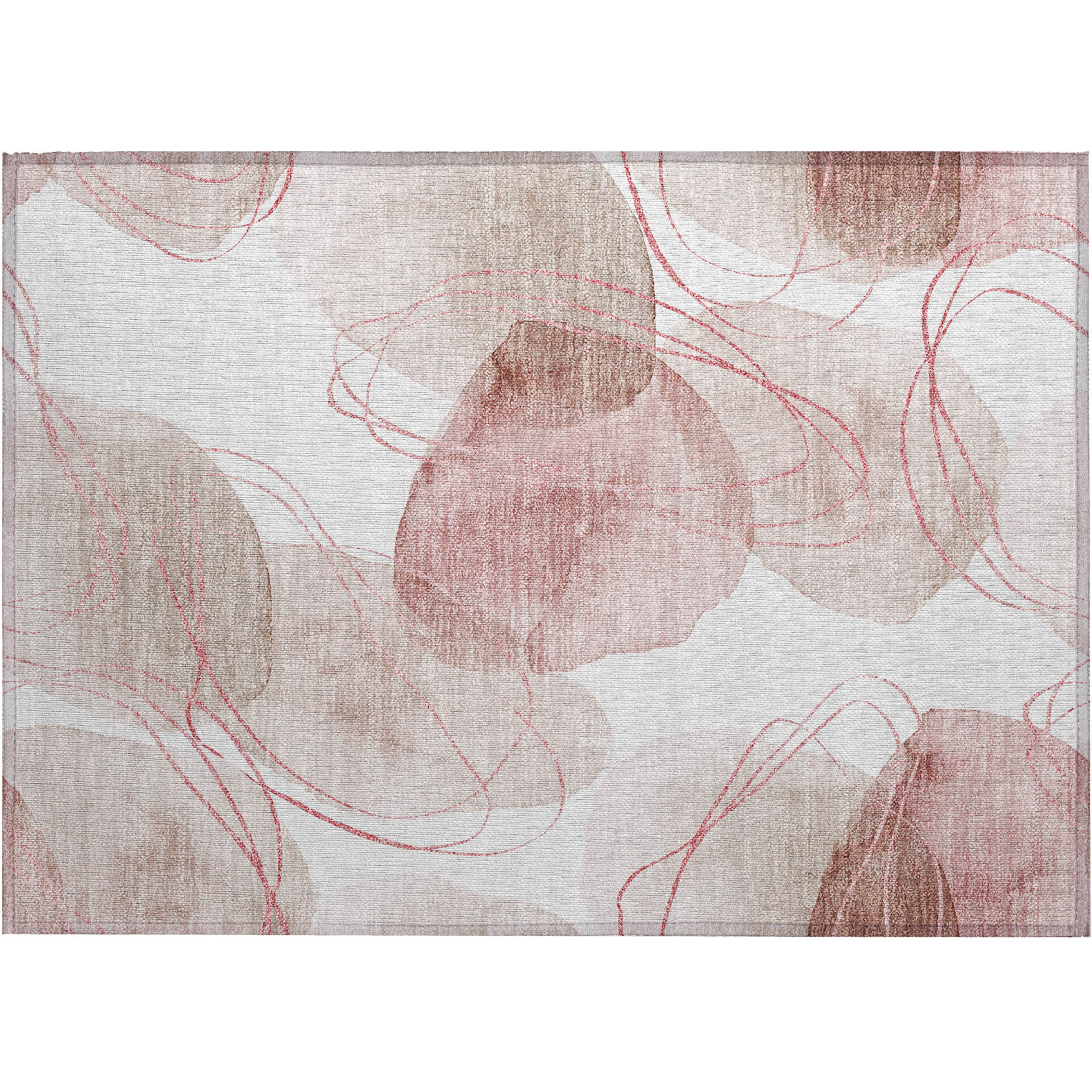 2' X 3' Merlot and Ivory Abstract Washable Non Skid Indoor Outdoor Area Rug