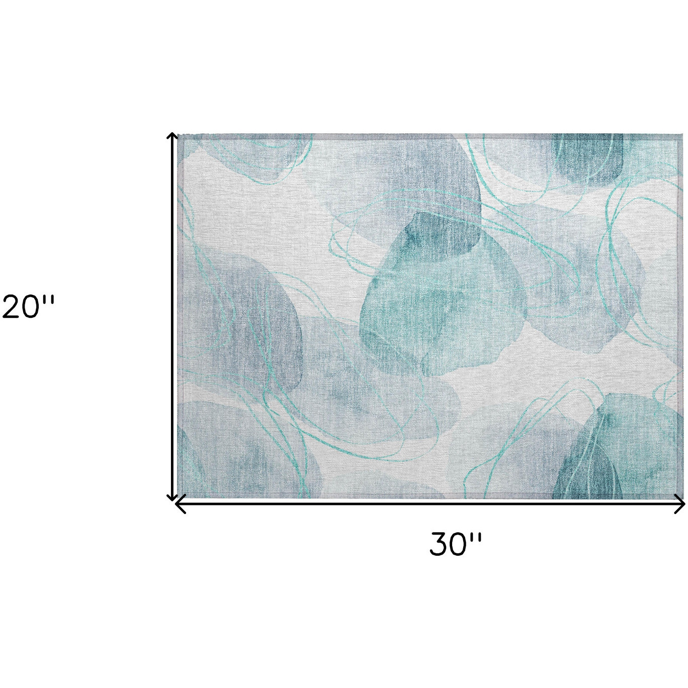 2' X 3' Teal and Ivory Abstract Washable Non Skid Indoor Outdoor Area Rug