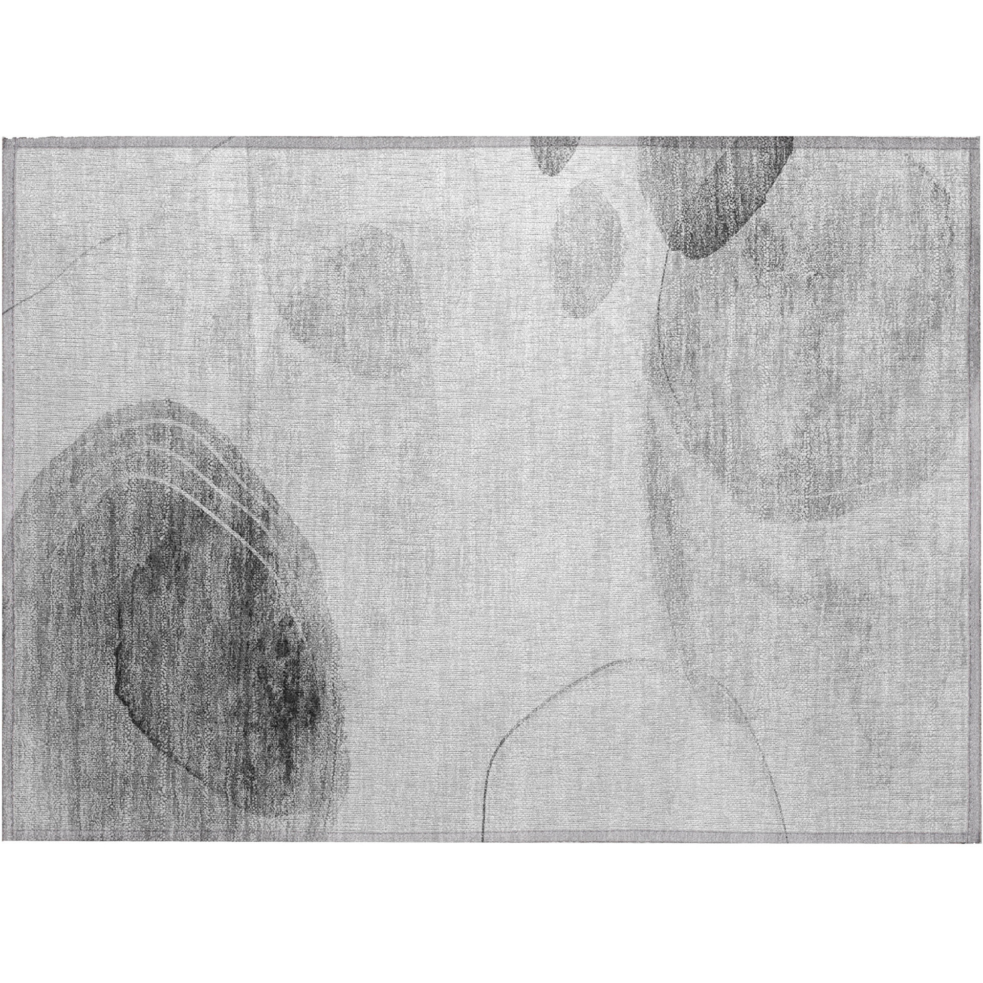 2' X 3' Gray and Light Gray Abstract Washable Non Skid Indoor Outdoor Area Rug