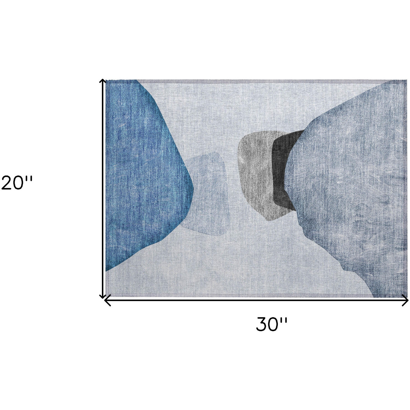 2' X 3' Blue Gray and Black Abstract Washable Non Skid Indoor Outdoor Area Rug