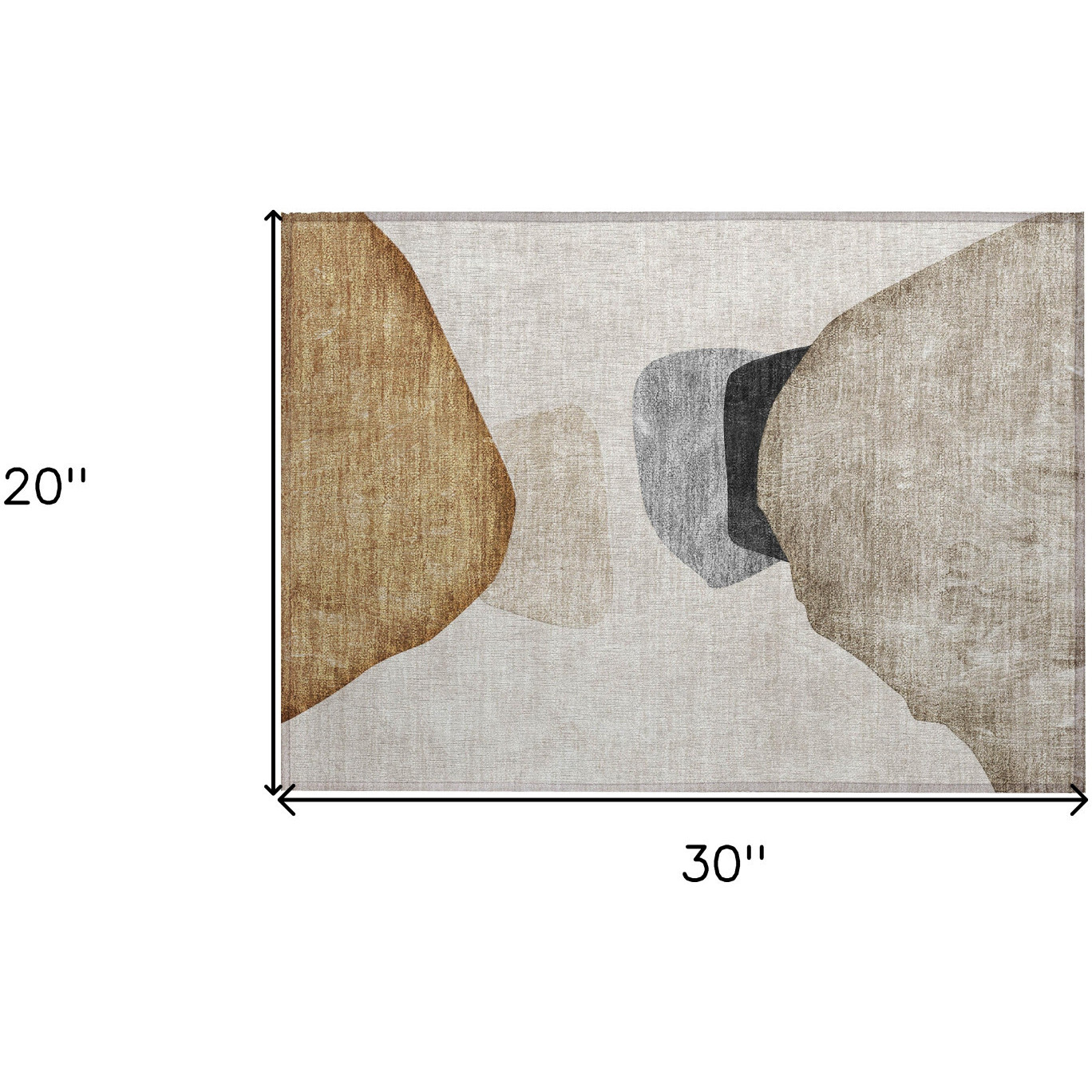 2' X 3' Tan Brown and Gray Abstract Washable Non Skid Indoor Outdoor Area Rug