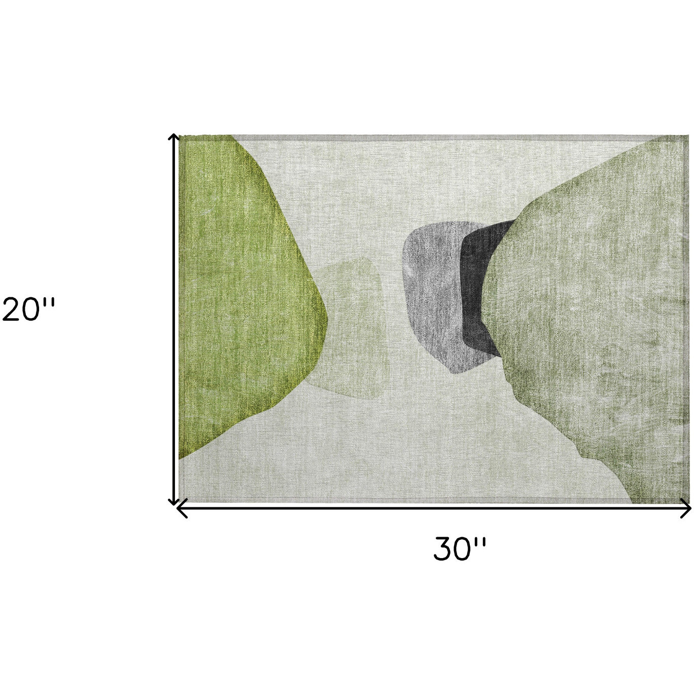 2' X 3' Green Black and Gray Abstract Washable Non Skid Indoor Outdoor Area Rug