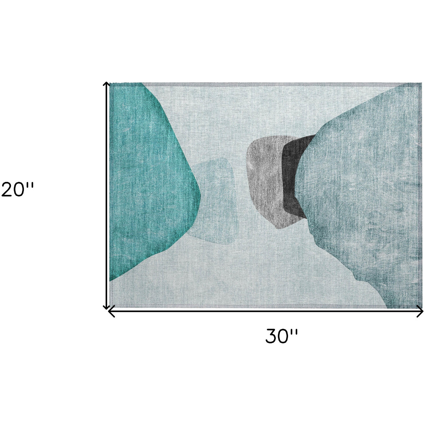 2' X 3' Teal Ivory and Gray Abstract Washable Non Skid Indoor Outdoor Area Rug