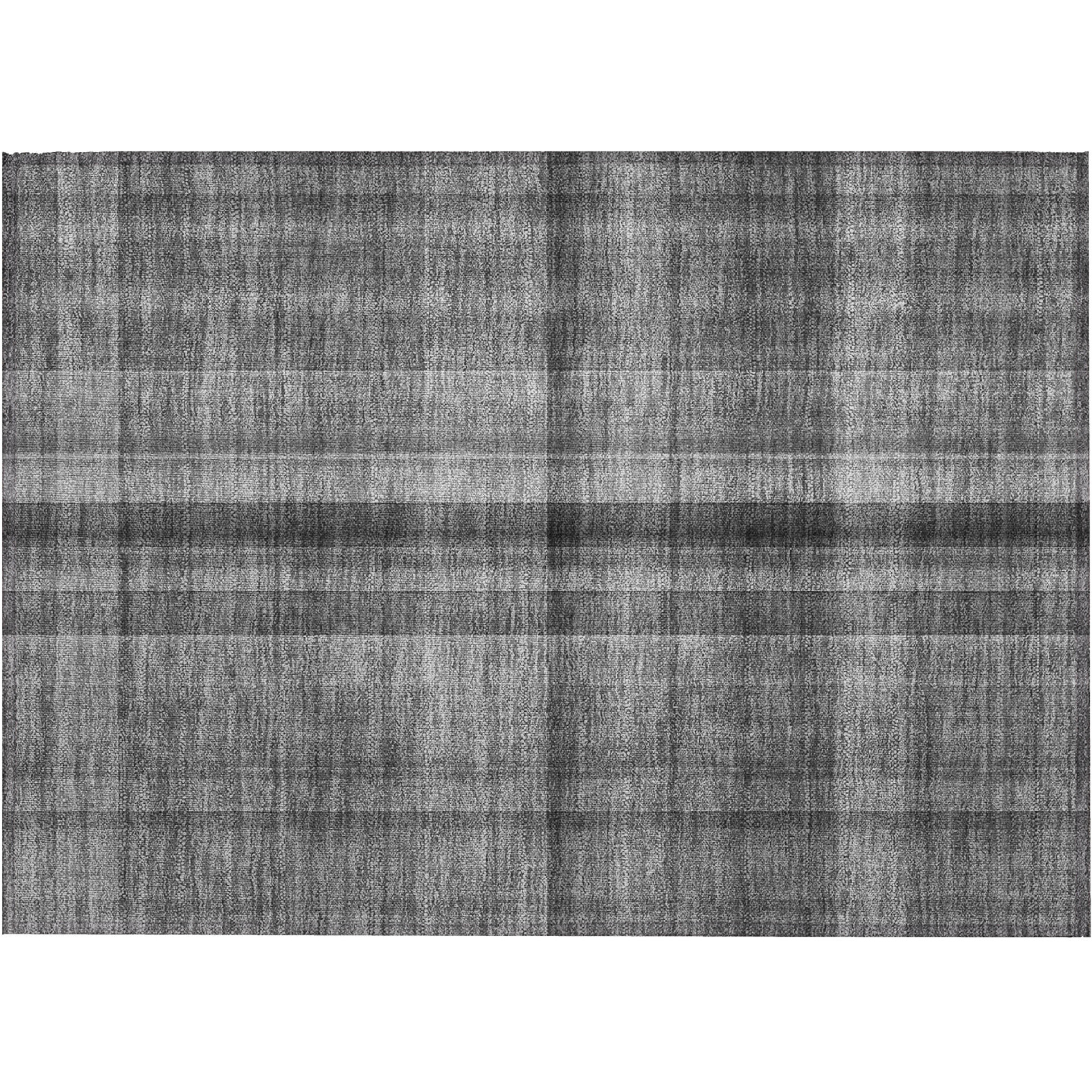 2' X 3' Gray Plaid Washable Non Skid Indoor Outdoor Area Rug