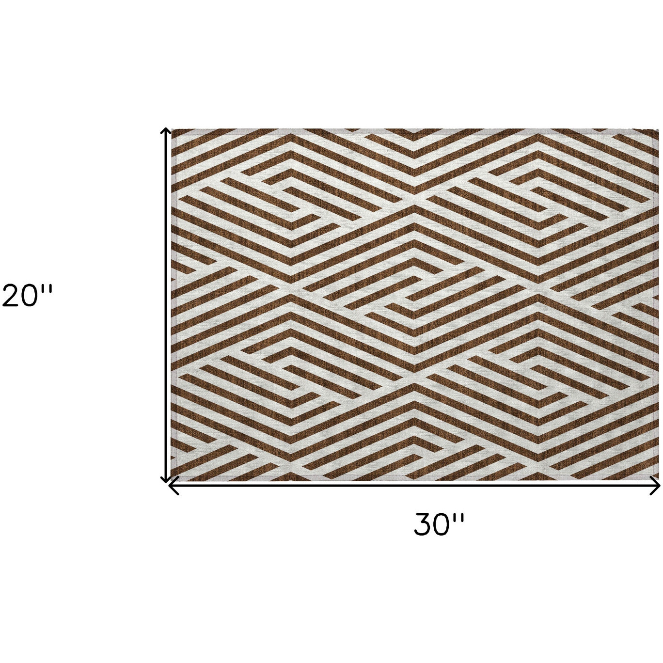 2' X 3' Brown and White Geometric Washable Non Skid Indoor Outdoor Area Rug