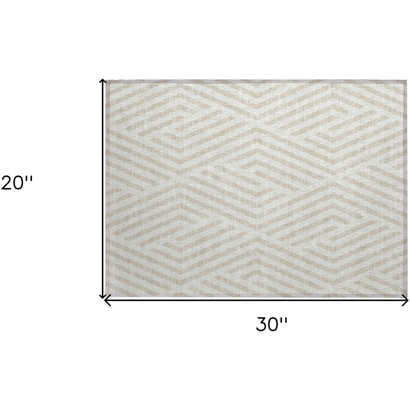 2' X 3' Beige and Ivory Geometric Washable Non Skid Indoor Outdoor Area Rug