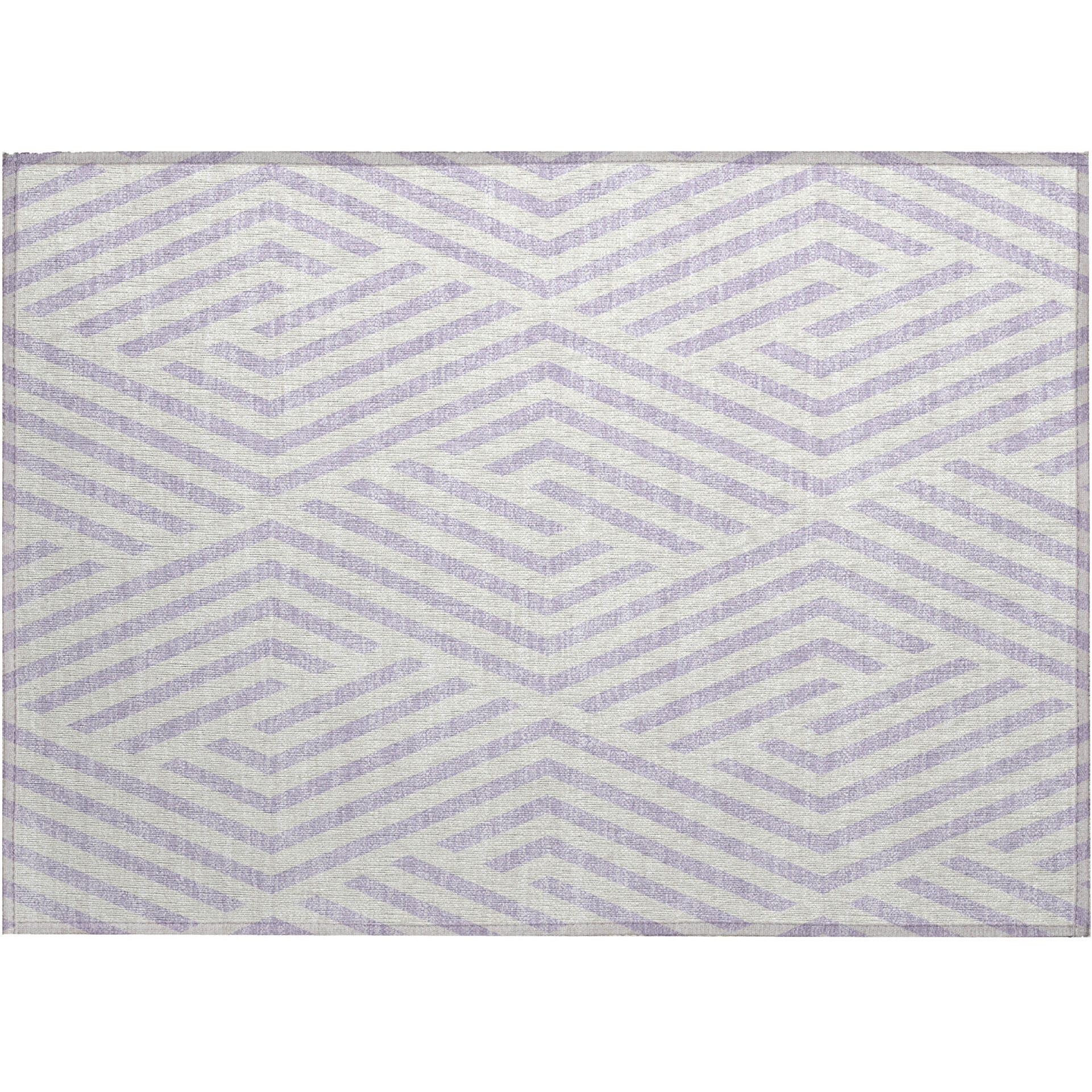 2' X 3' Lavender and Ivory Geometric Washable Non Skid Indoor Outdoor Area Rug