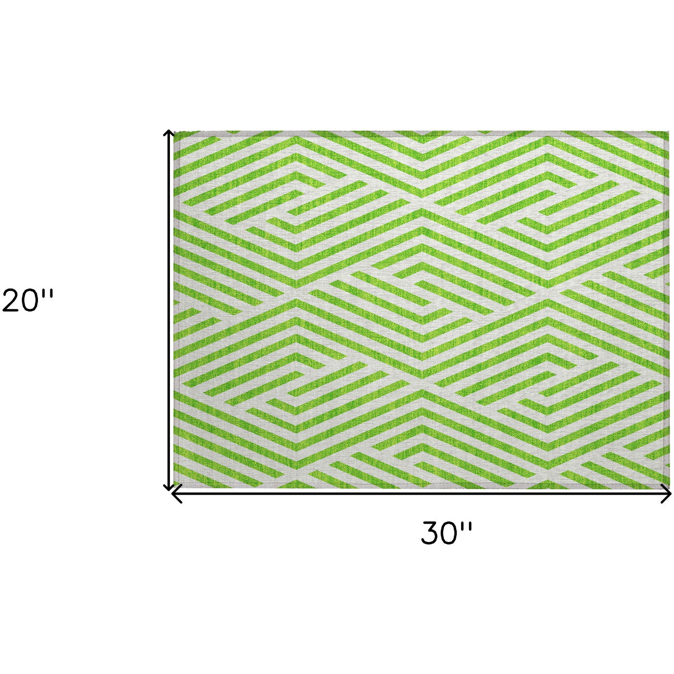 2' X 3' Lime Green and White Geometric Washable Non Skid Indoor Outdoor Area Rug
