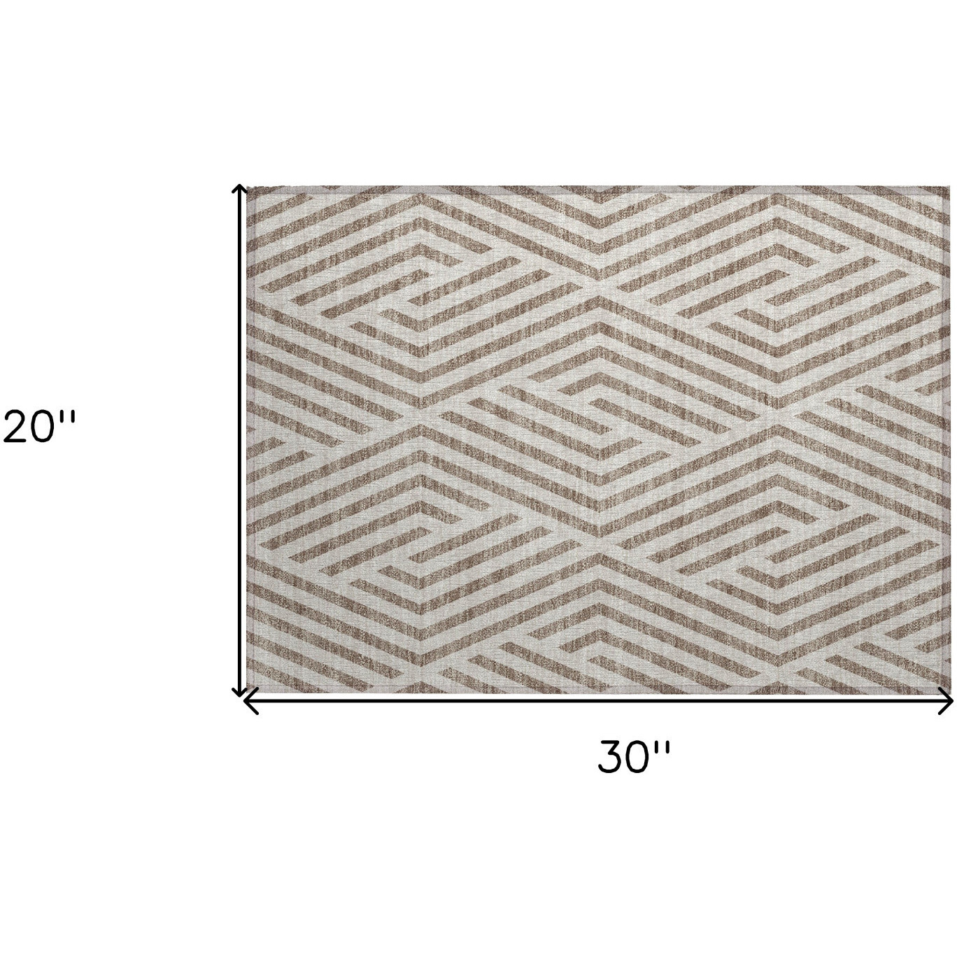2' X 3' Taupe and Ivory Geometric Washable Non Skid Indoor Outdoor Area Rug
