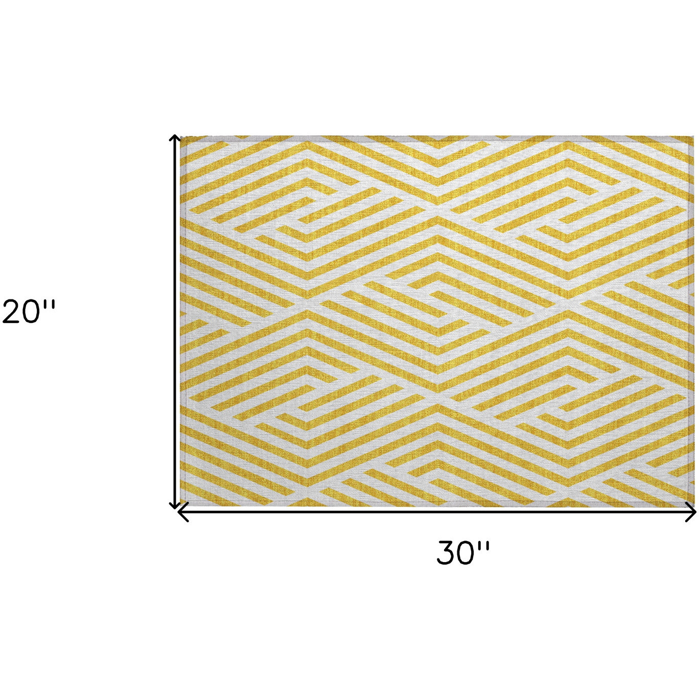2' X 3' Gold and White Geometric Washable Non Skid Indoor Outdoor Area Rug