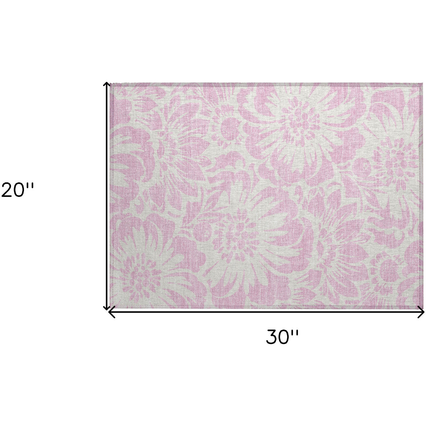 2' X 3' Pink and Ivory Floral Washable Non Skid Indoor Outdoor Area Rug