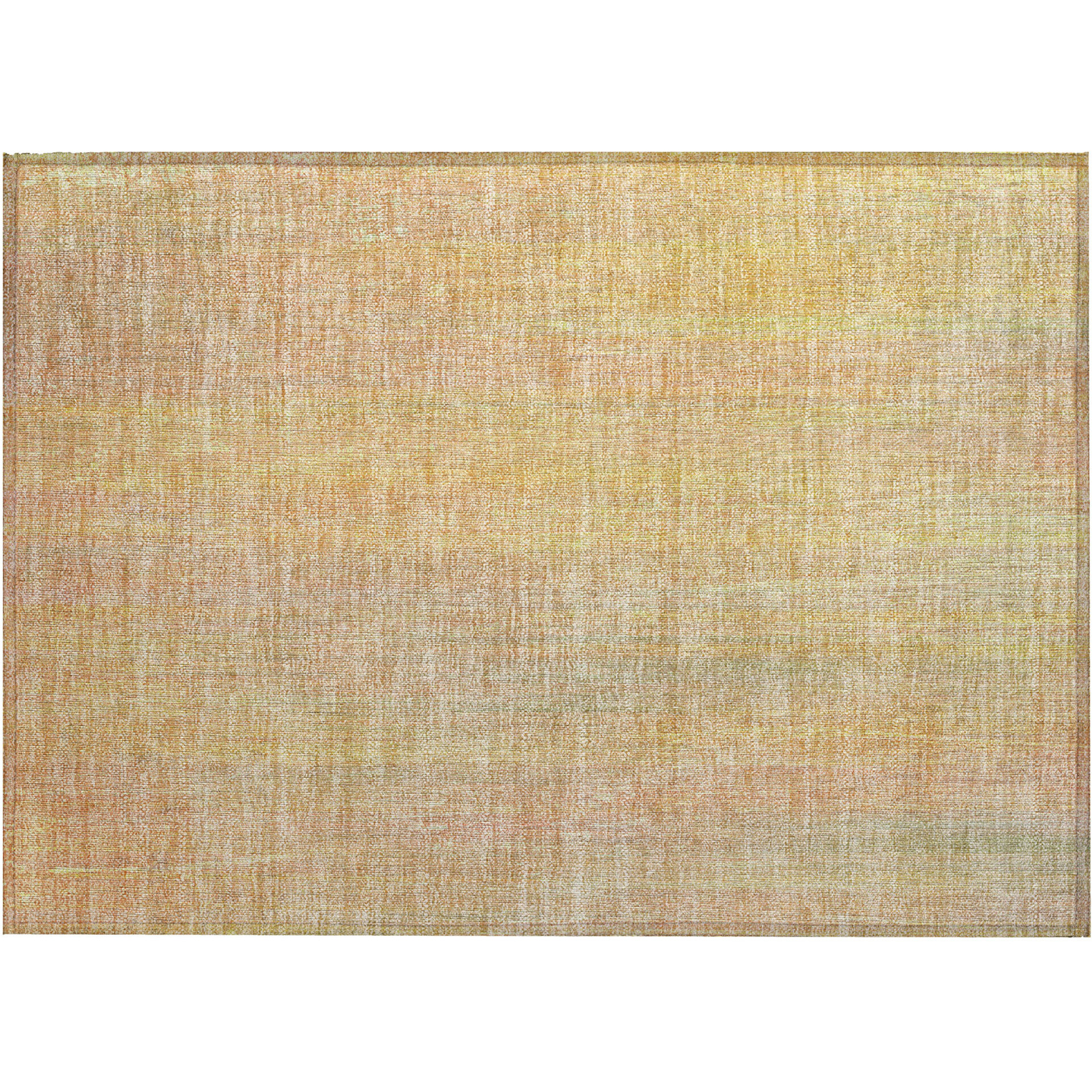 2' X 3' Yellow and Orange Striped Washable Non Skid Indoor Outdoor Area Rug