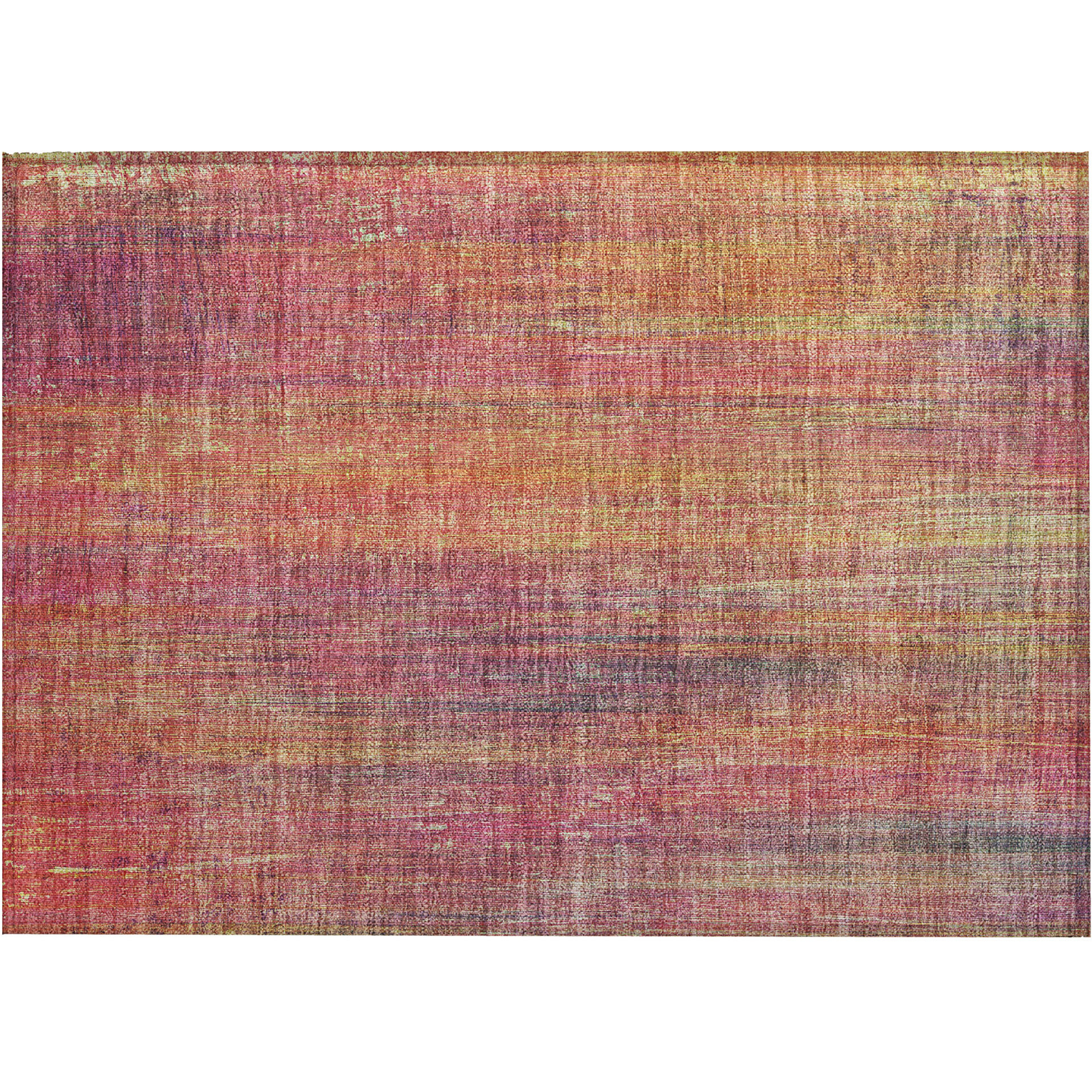 2' X 3' Red and Orange Striped Washable Non Skid Indoor Outdoor Area Rug