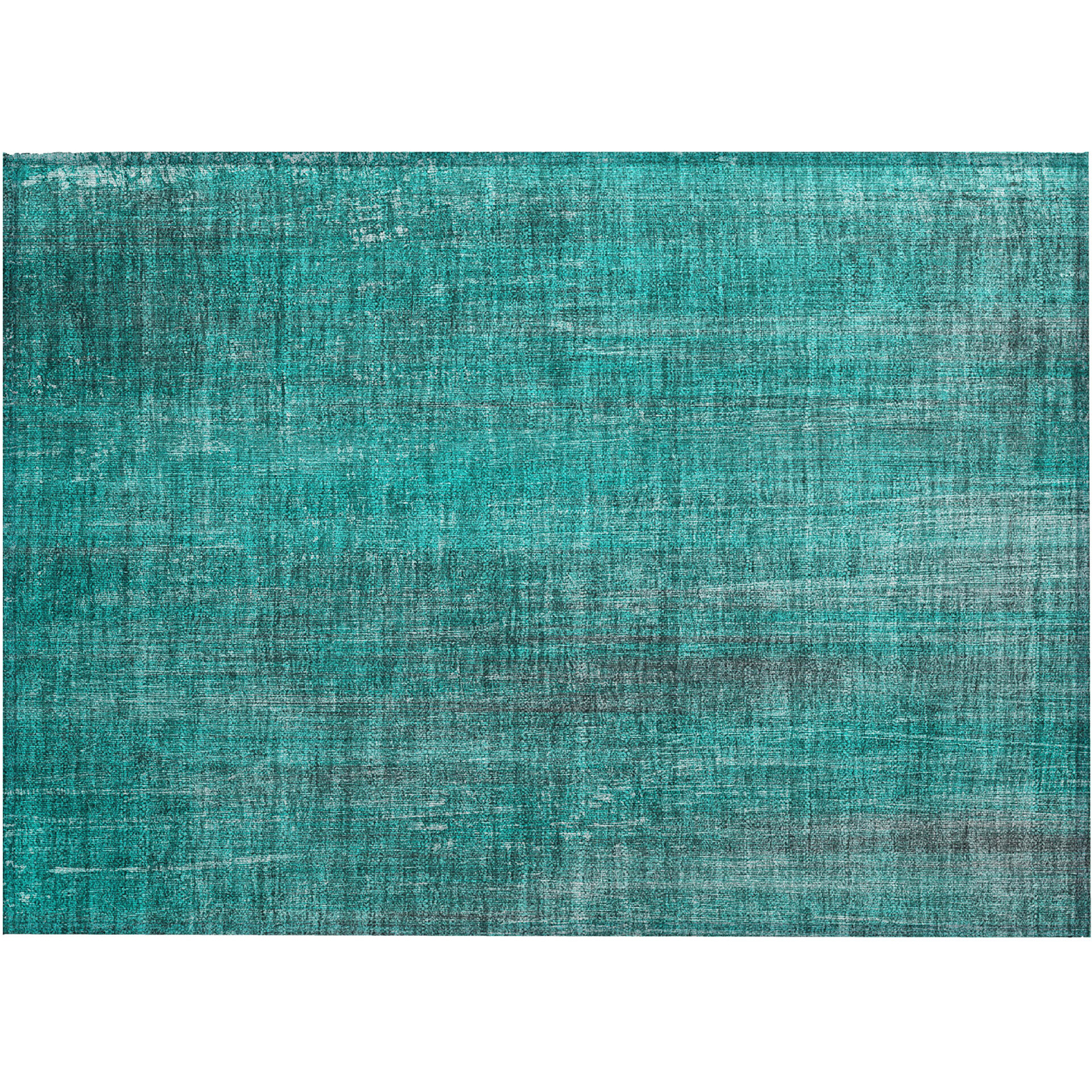 2' X 3' Teal Striped Washable Non Skid Indoor Outdoor Area Rug
