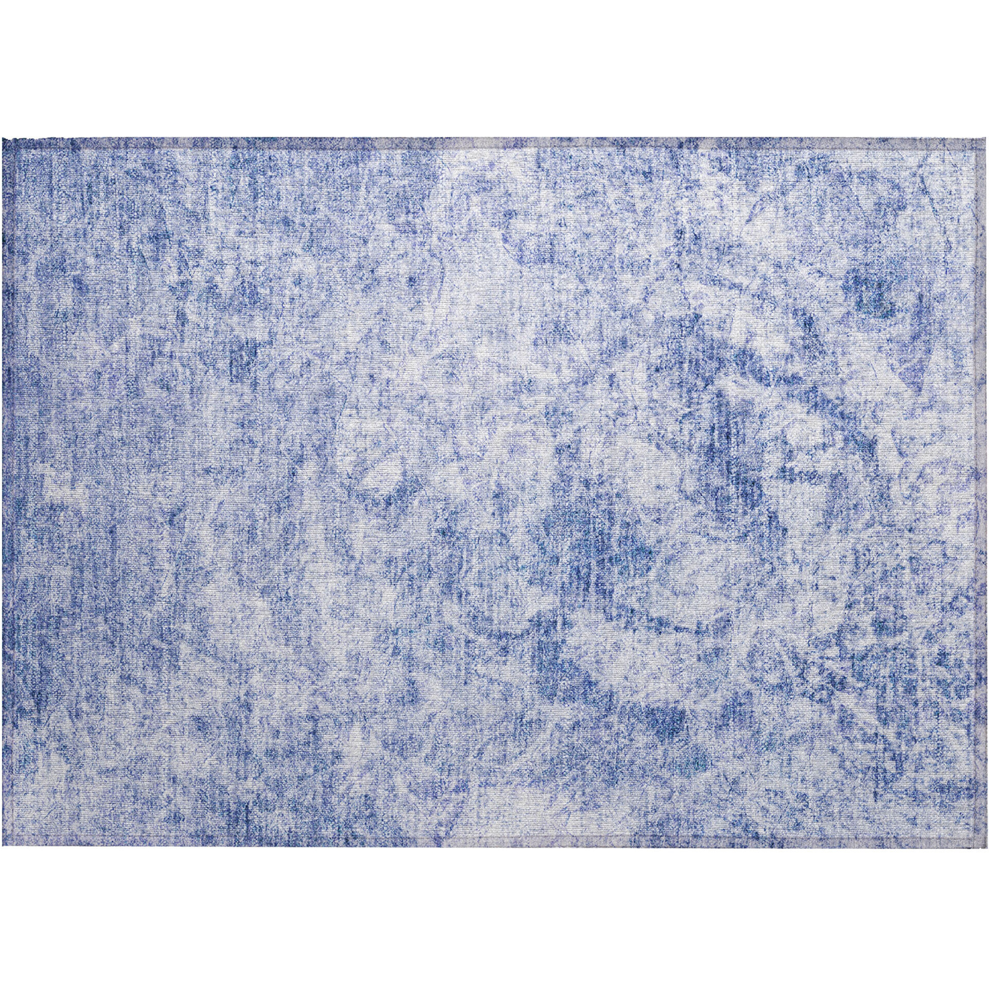 2' X 3' Blue Abstract Washable Non Skid Indoor Outdoor Area Rug