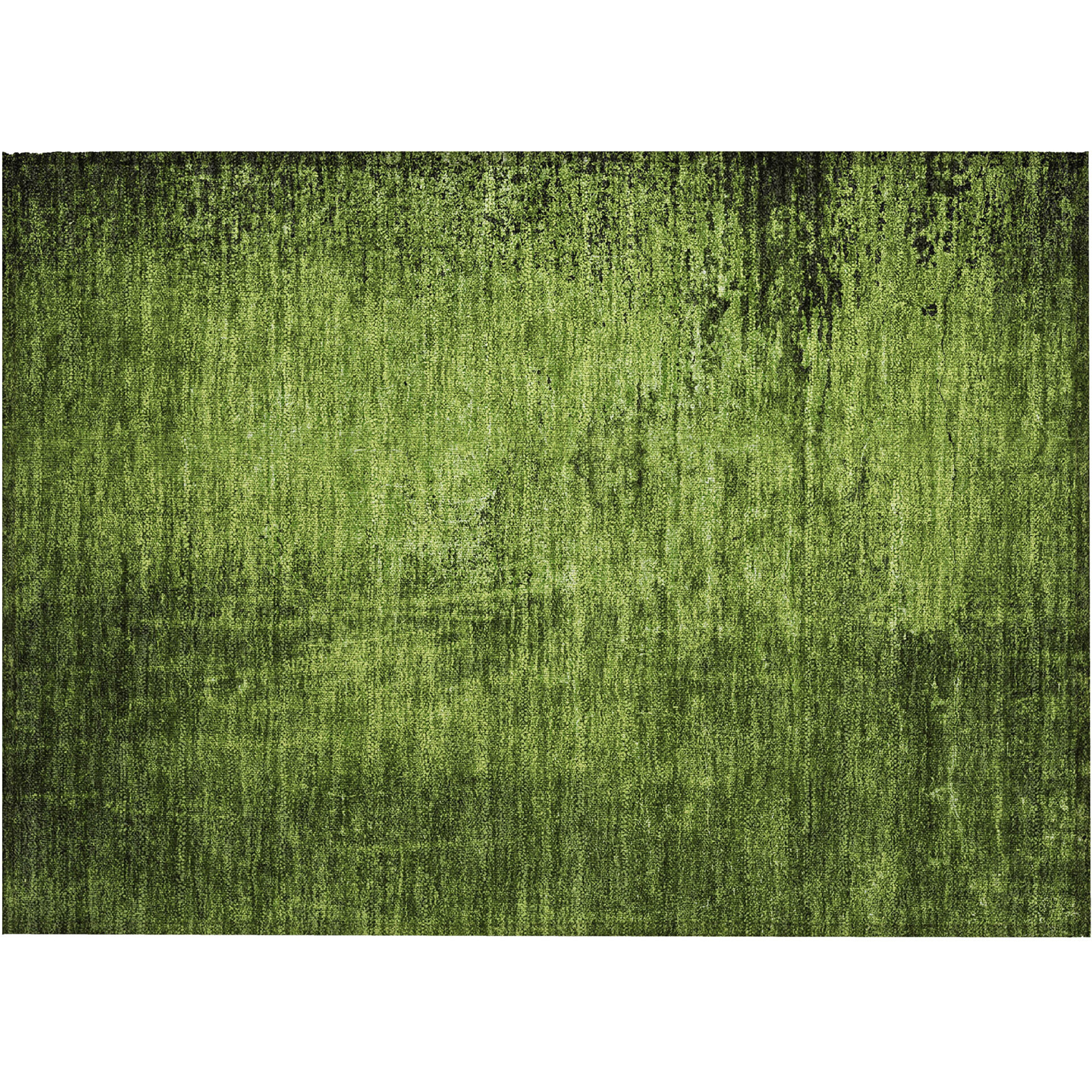 2' X 3' Green Abstract Washable Non Skid Indoor Outdoor Area Rug