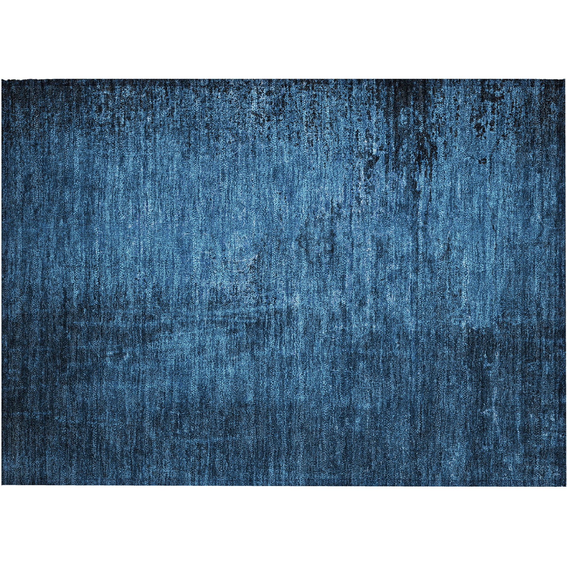 2' X 3' Navy Blue Abstract Washable Non Skid Indoor Outdoor Area Rug