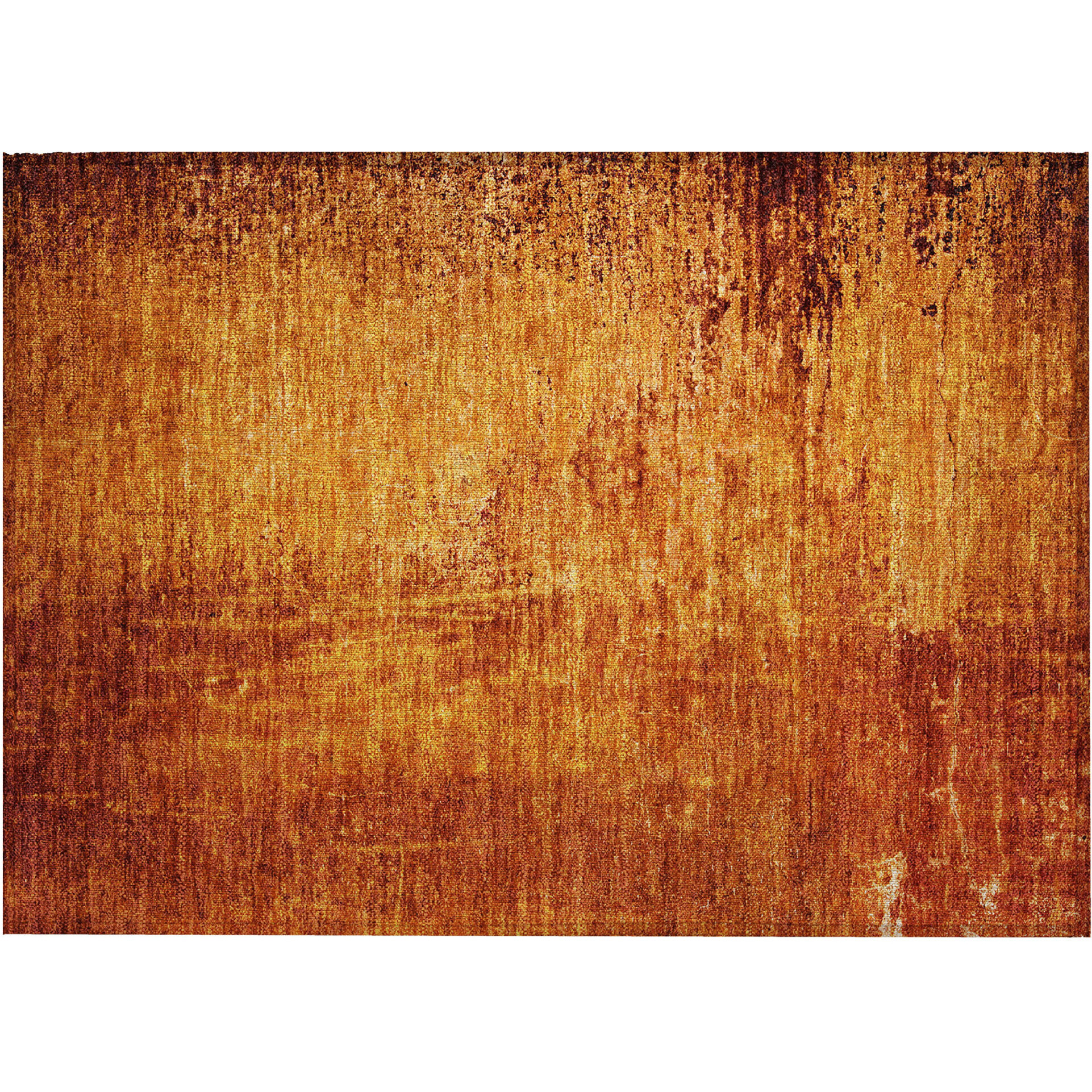 2' X 3' Orange Abstract Washable Non Skid Indoor Outdoor Area Rug