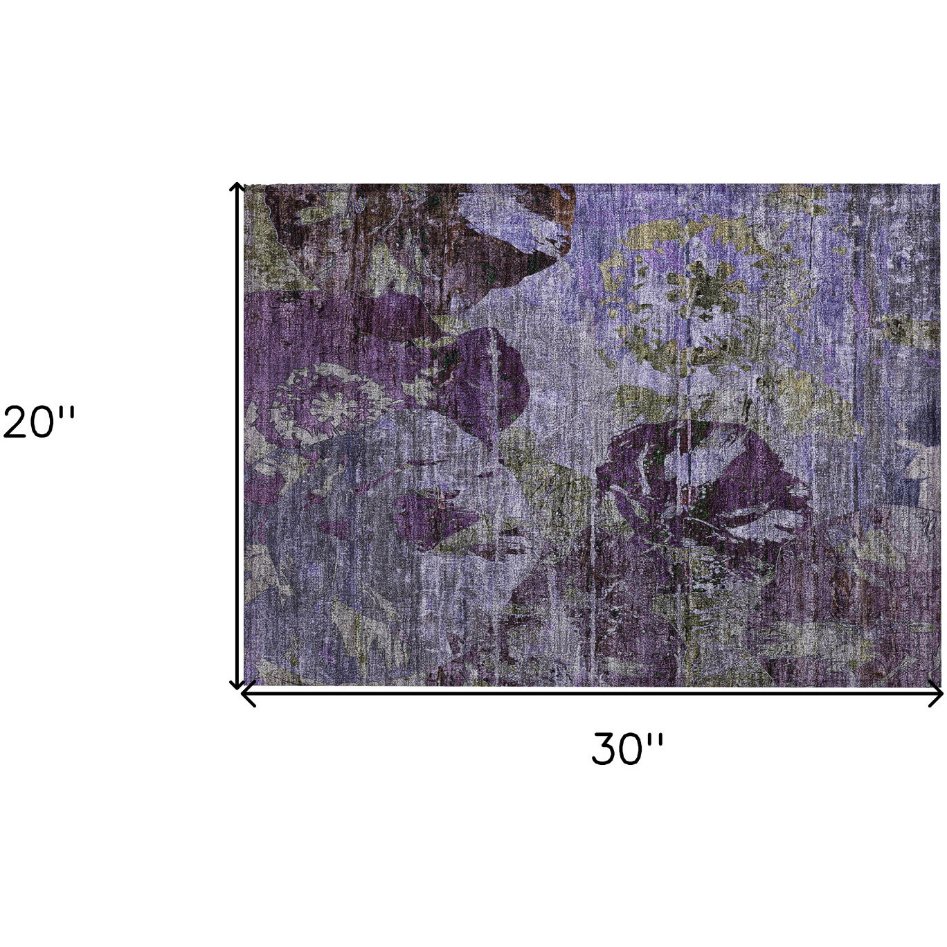2' X 3' Purple and Green Floral Washable Non Skid Indoor Outdoor Area Rug