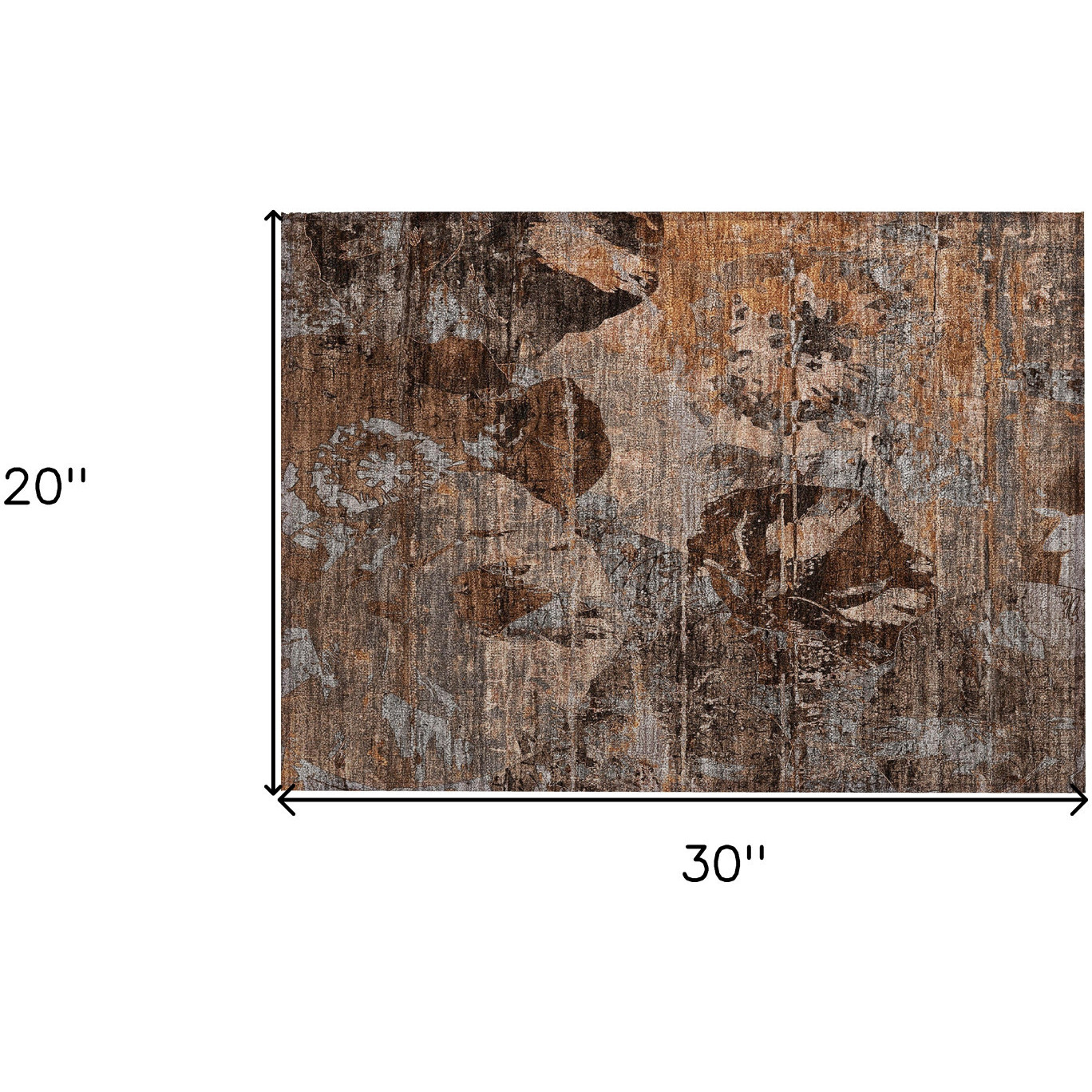 2' X 3' Brown Terracotta and Gray Floral Washable Non Skid Indoor Outdoor Area Rug