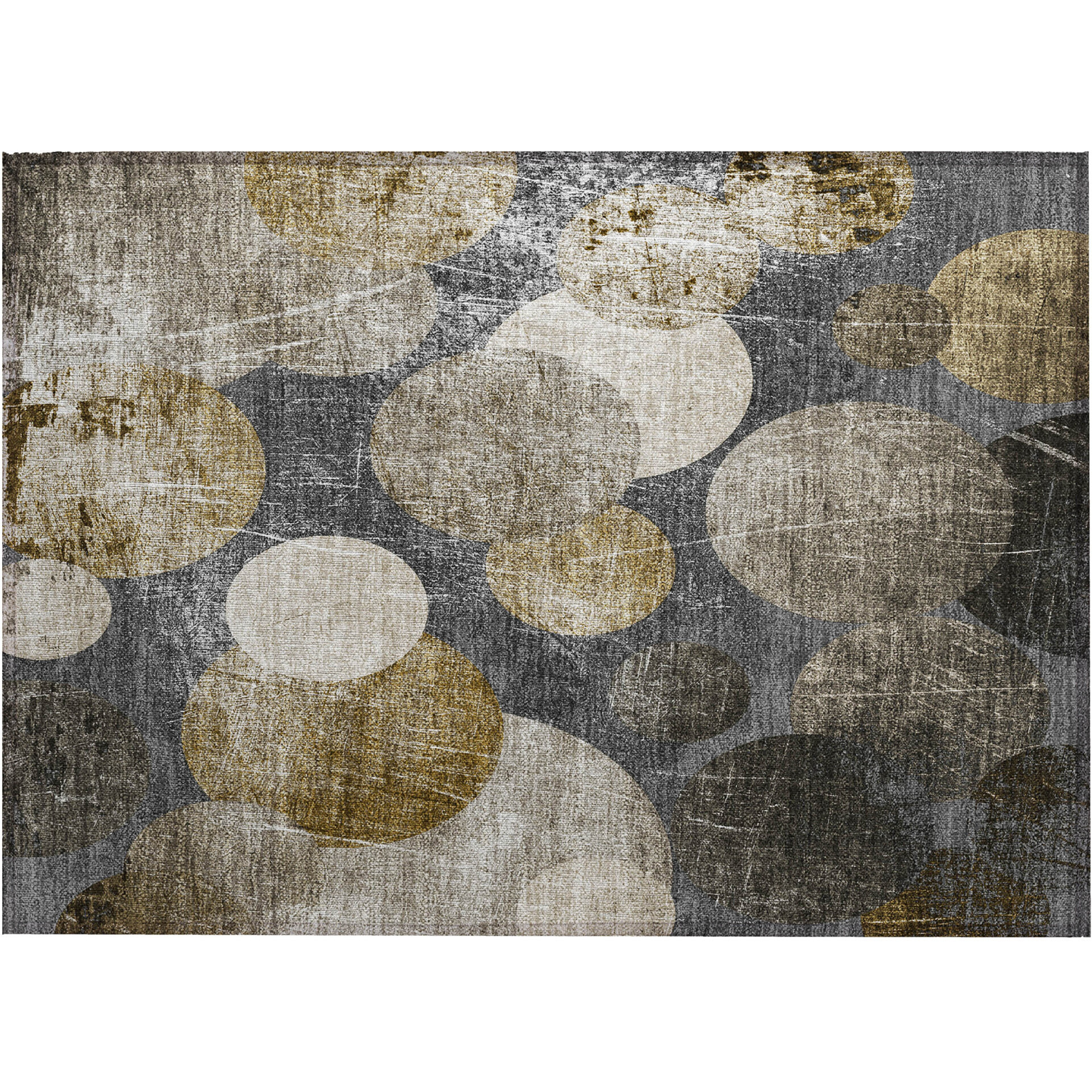 2' X 3' Brown Beige and Ivory Abstract Washable Non Skid Indoor Outdoor Area Rug