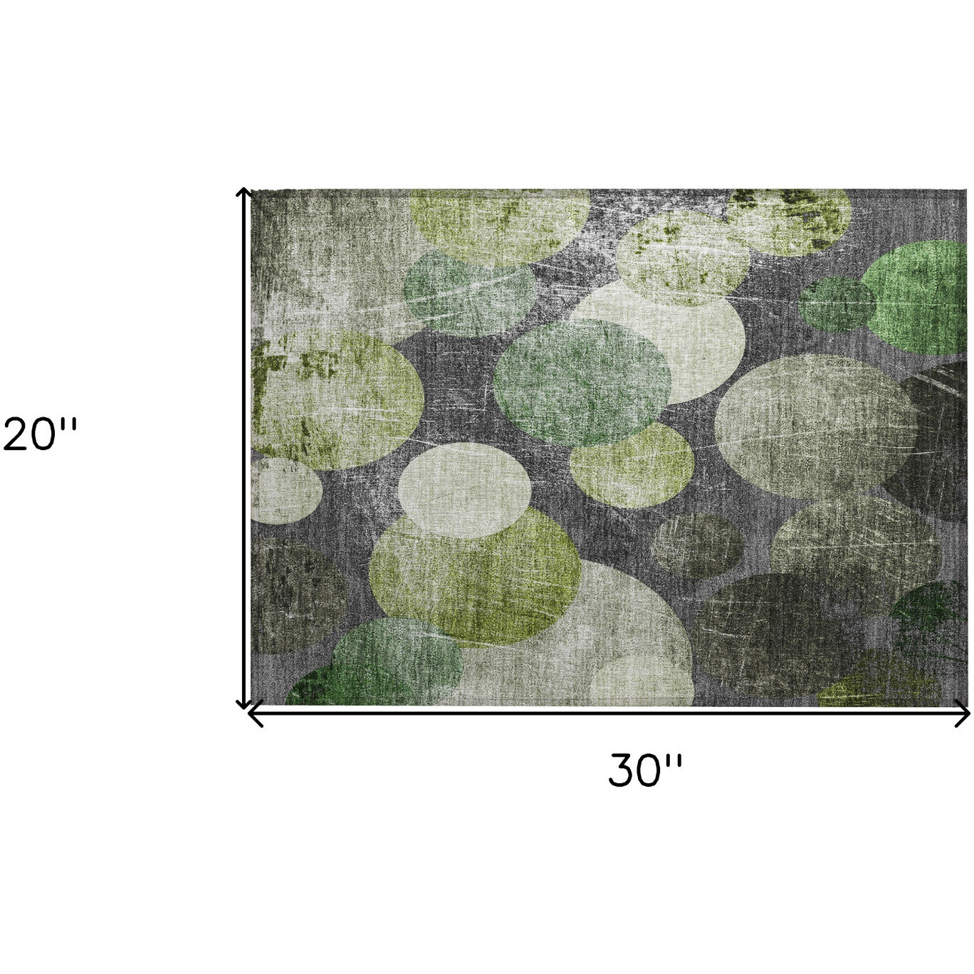 2' X 3' Green and Gray Abstract Washable Non Skid Indoor Outdoor Area Rug