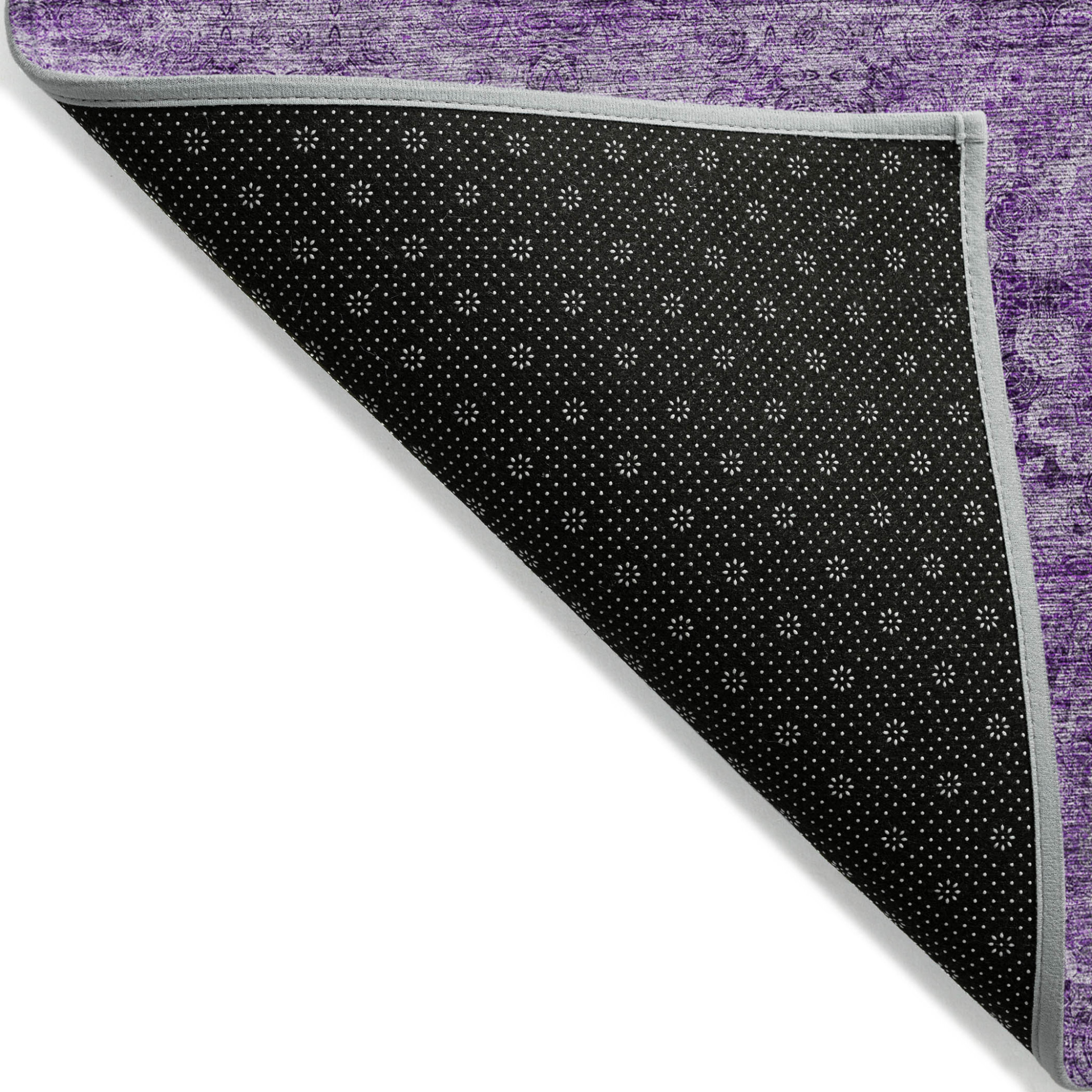 2' X 3' Eggplant Floral Medallion Washable Non Skid Indoor Outdoor Area Rug