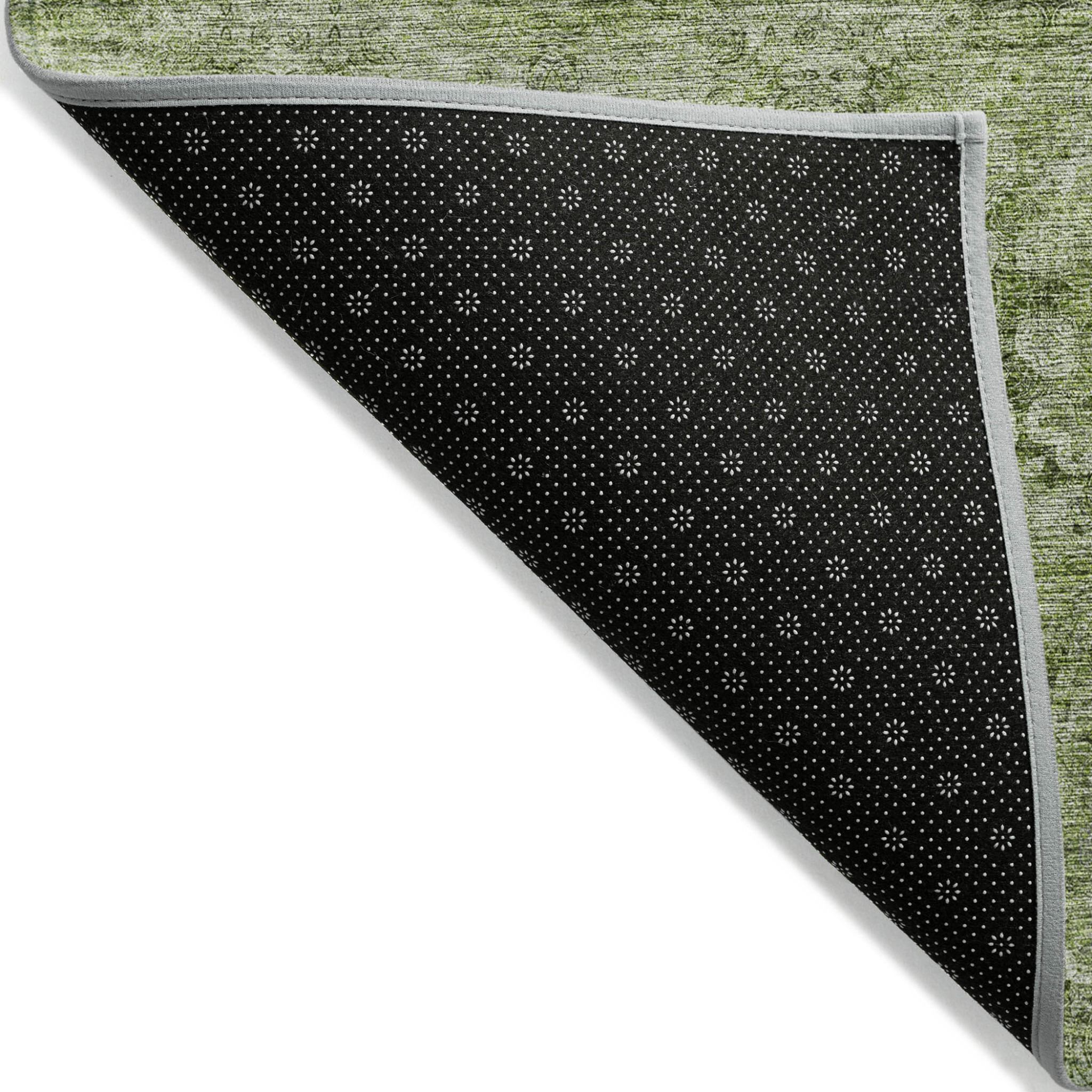 2' X 3' Olive Green Floral Medallion Washable Non Skid Indoor Outdoor Area Rug