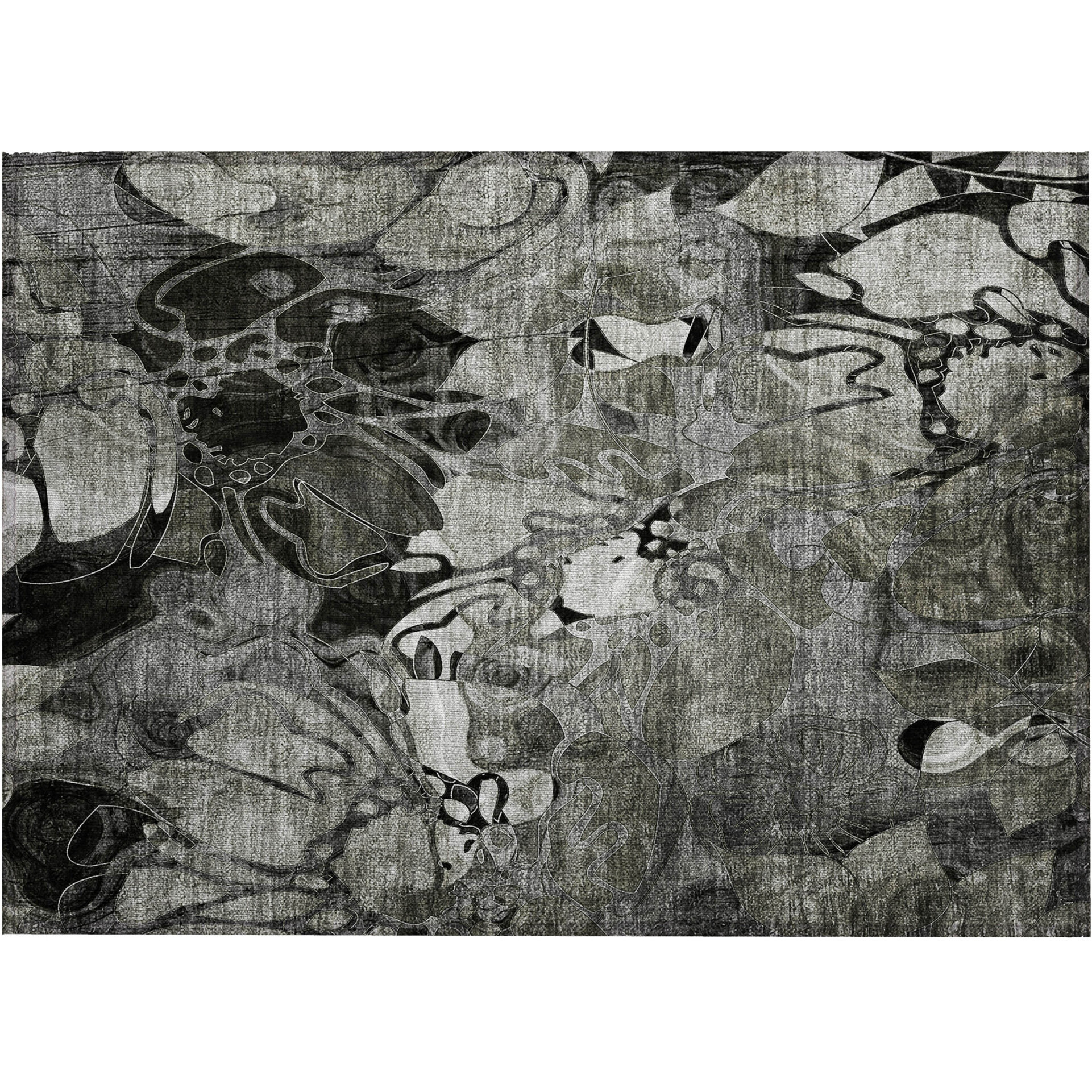 2' X 3' Gray Floral Washable Non Skid Indoor Outdoor Area Rug