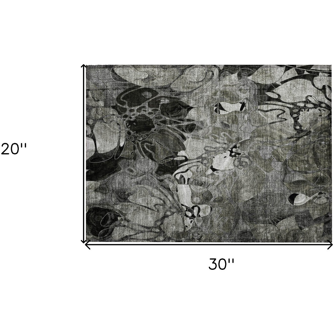 2' X 3' Gray Floral Washable Non Skid Indoor Outdoor Area Rug