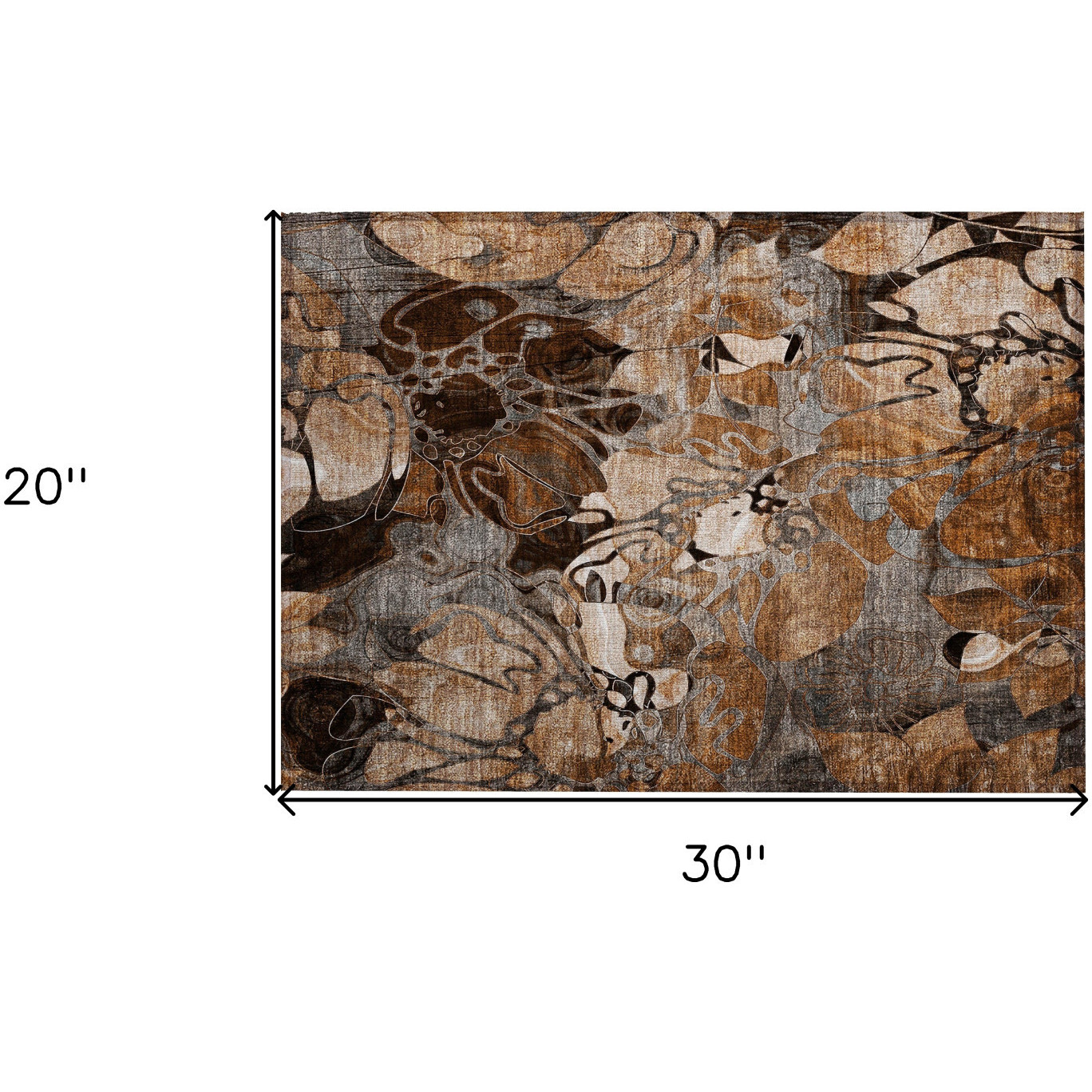 2' X 3' Chocolate Terracotta and Ivory Floral Washable Non Skid Indoor Outdoor Area Rug