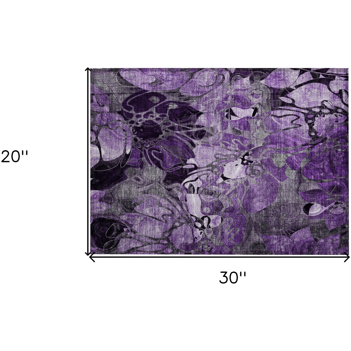 2' X 3' Purple Floral Washable Non Skid Indoor Outdoor Area Rug