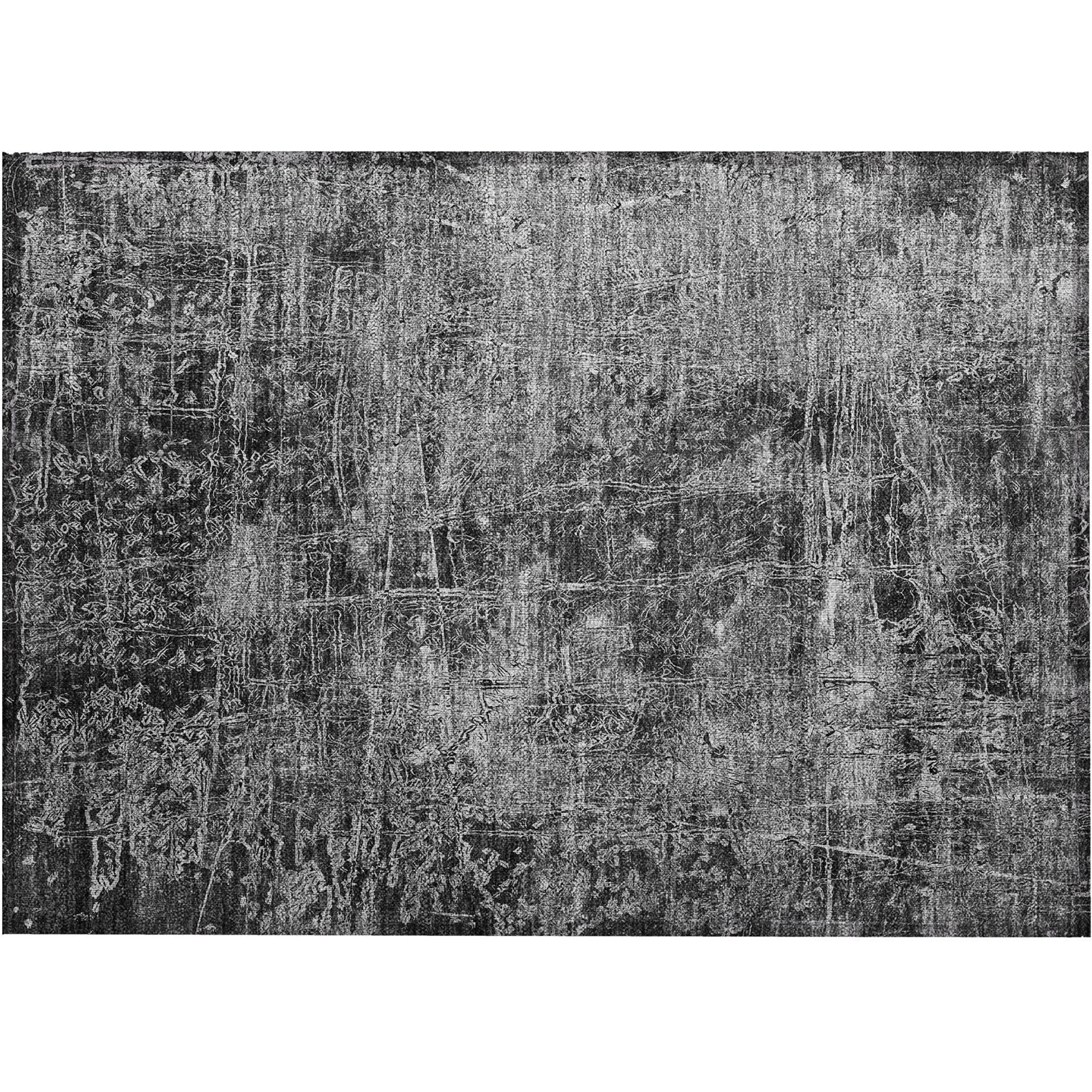2' X 3' Gray Abstract Washable Non Skid Indoor Outdoor Area Rug