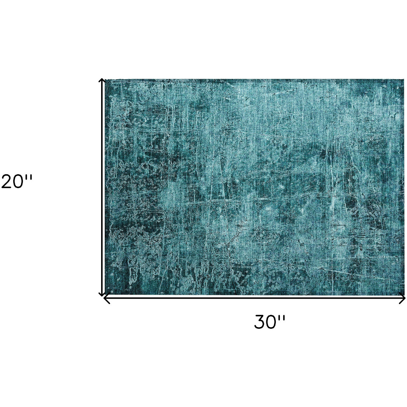 2' X 3' Teal Abstract Washable Non Skid Indoor Outdoor Area Rug