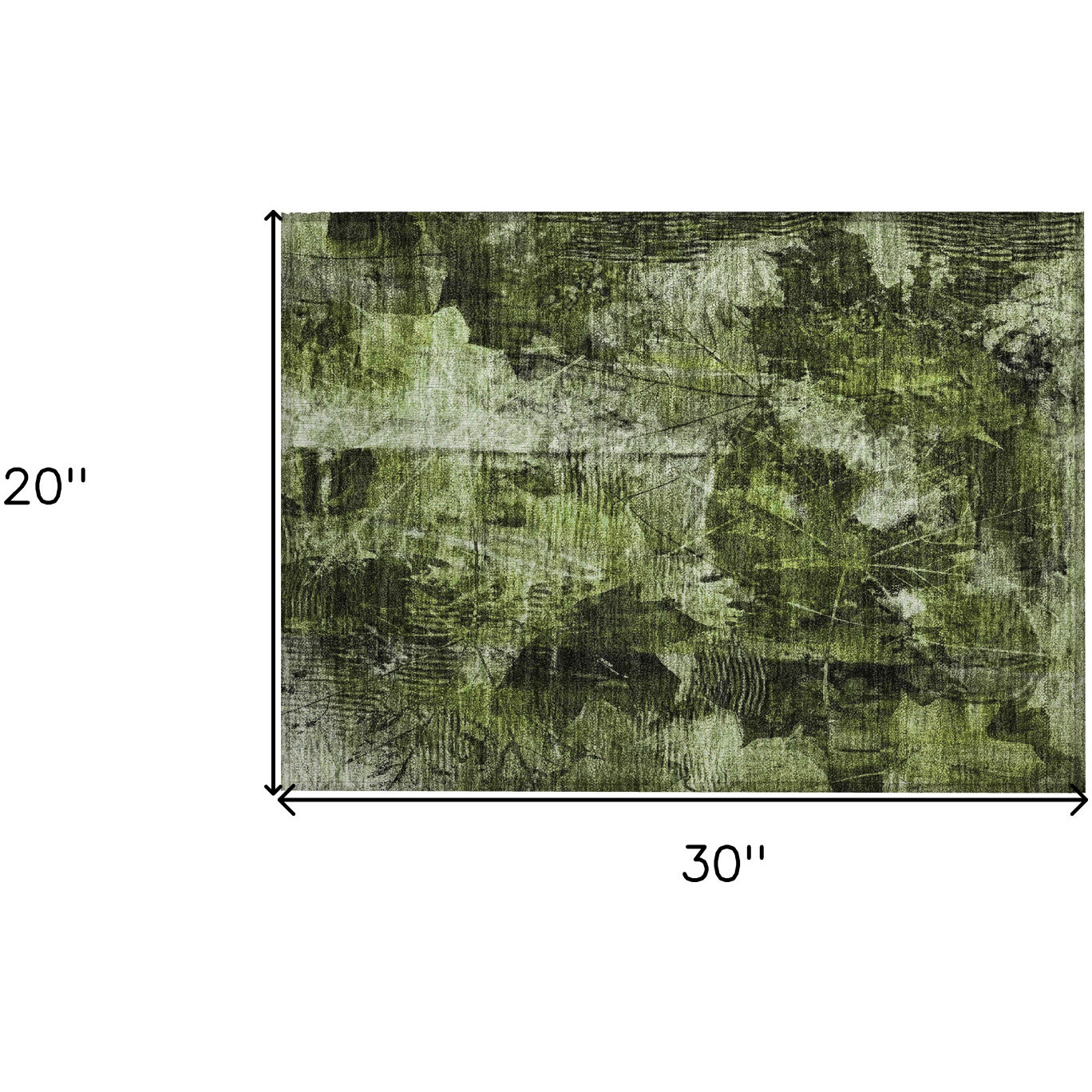 2' X 3' Green Floral Washable Non Skid Indoor Outdoor Area Rug