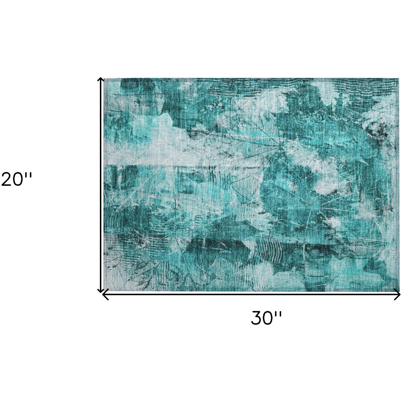 2' X 3' Teal Floral Washable Non Skid Indoor Outdoor Area Rug