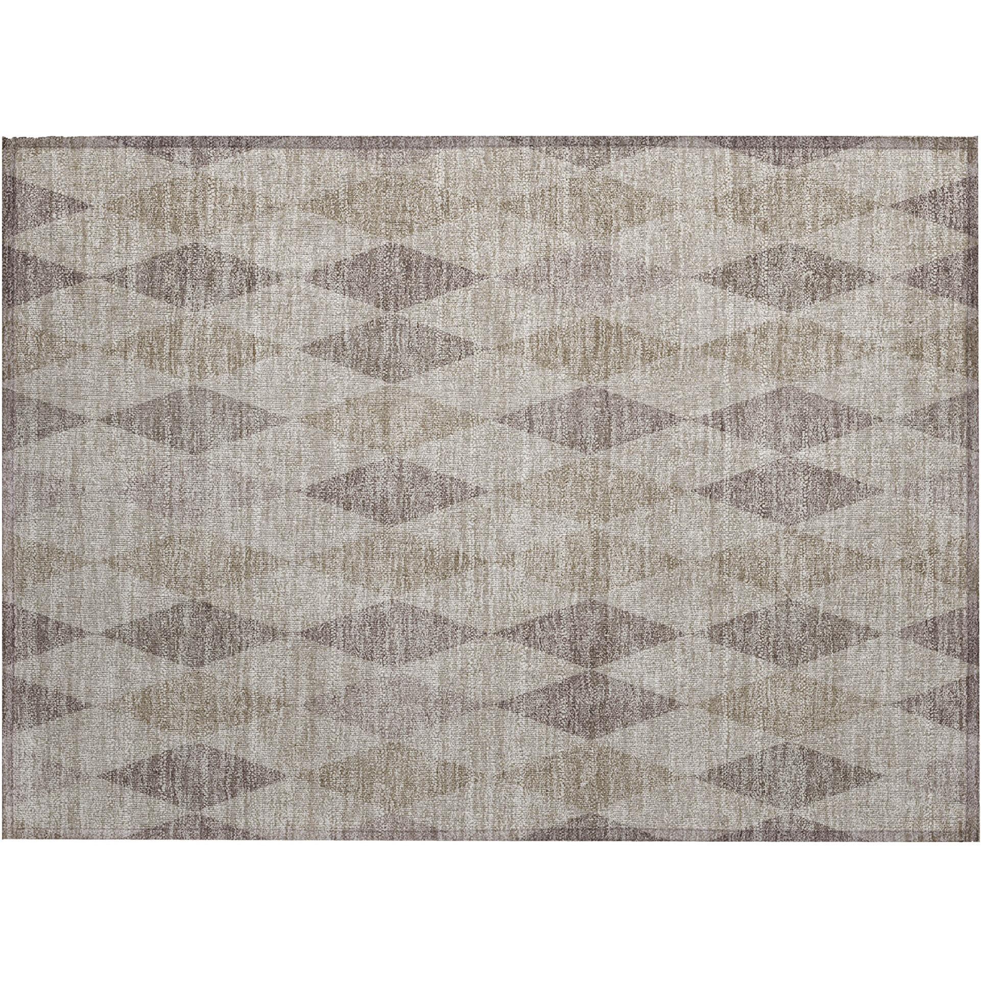 2' X 3' Beige Taupe and Brown Geometric Washable Non Skid Indoor Outdoor Area Rug