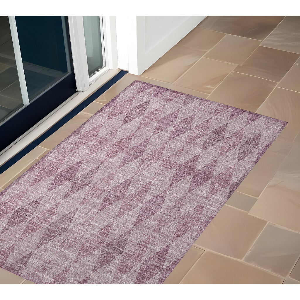 2' X 3' Blush Geometric Washable Non Skid Indoor Outdoor Area Rug