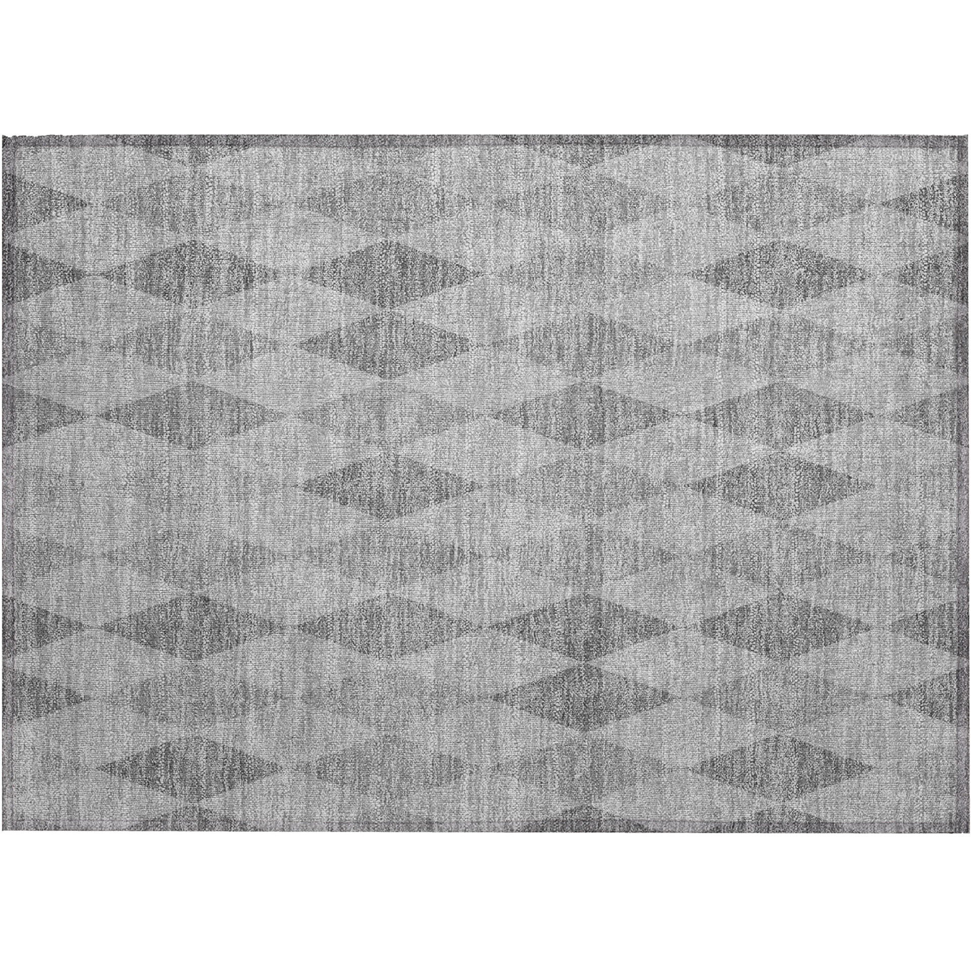 2' X 3' Gray Geometric Washable Non Skid Indoor Outdoor Area Rug