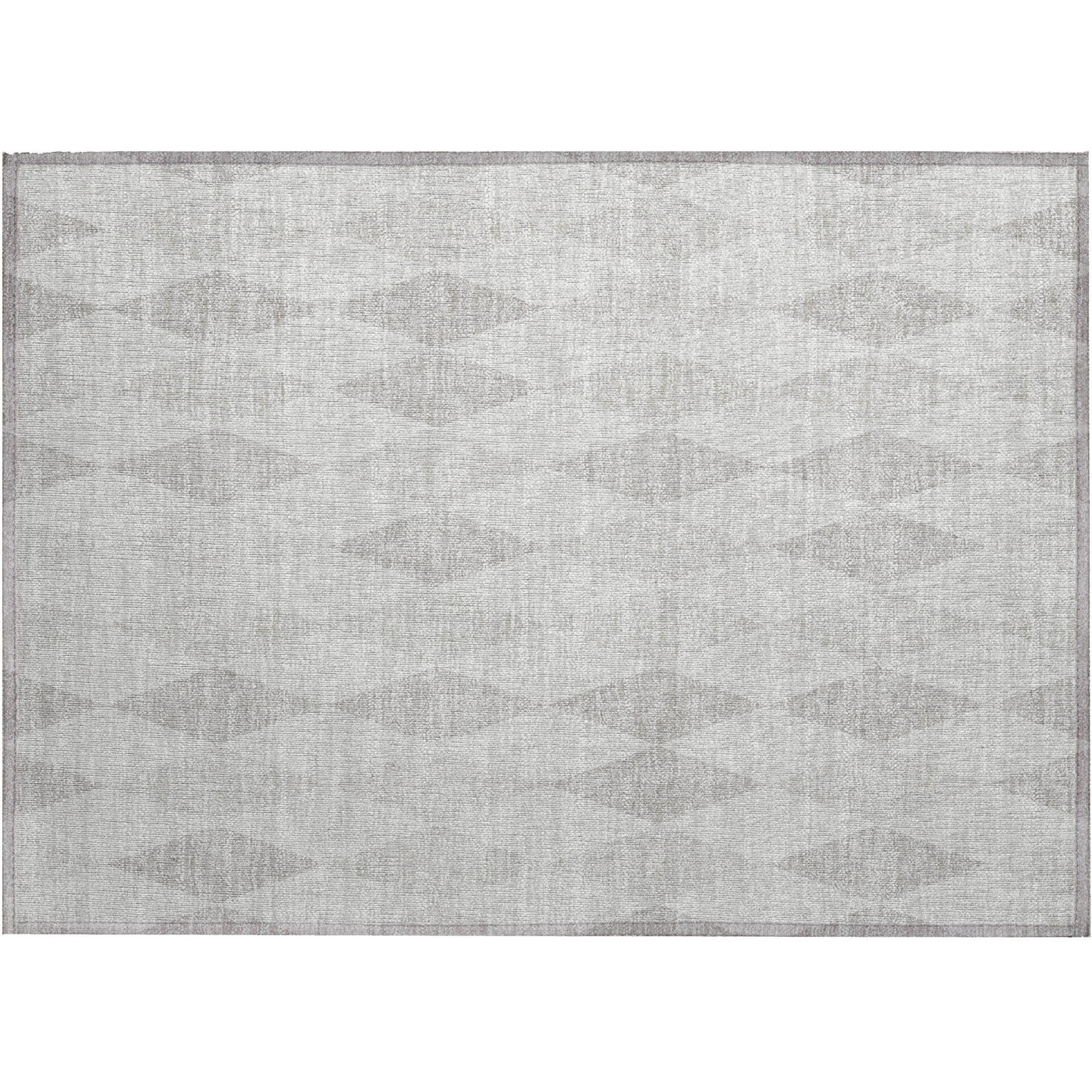 2' X 3' Gray Geometric Washable Non Skid Indoor Outdoor Area Rug