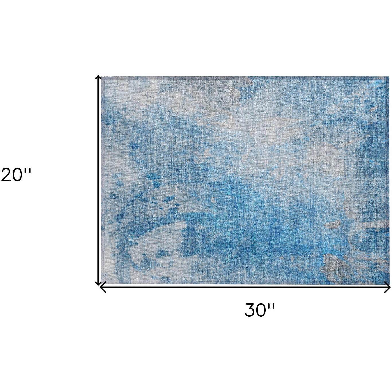 2' X 3' Blue and Gray Abstract Washable Non Skid Indoor Outdoor Area Rug