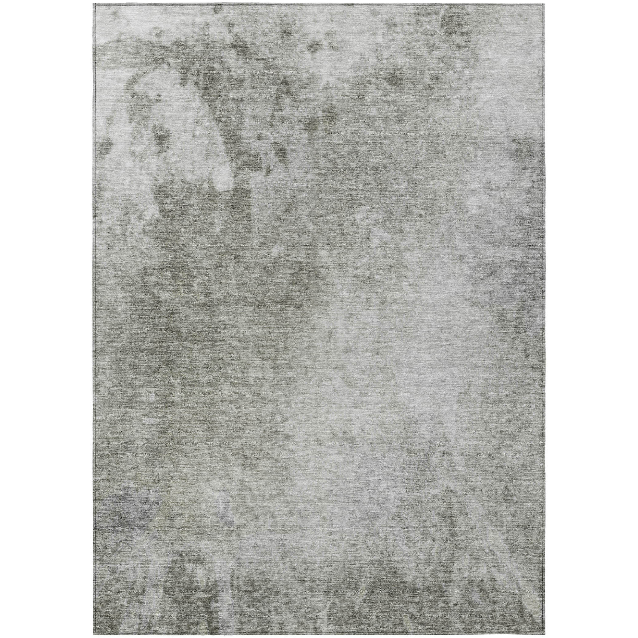 2' X 3' Gray and Off White Abstract Washable Non Skid Indoor Outdoor Area Rug