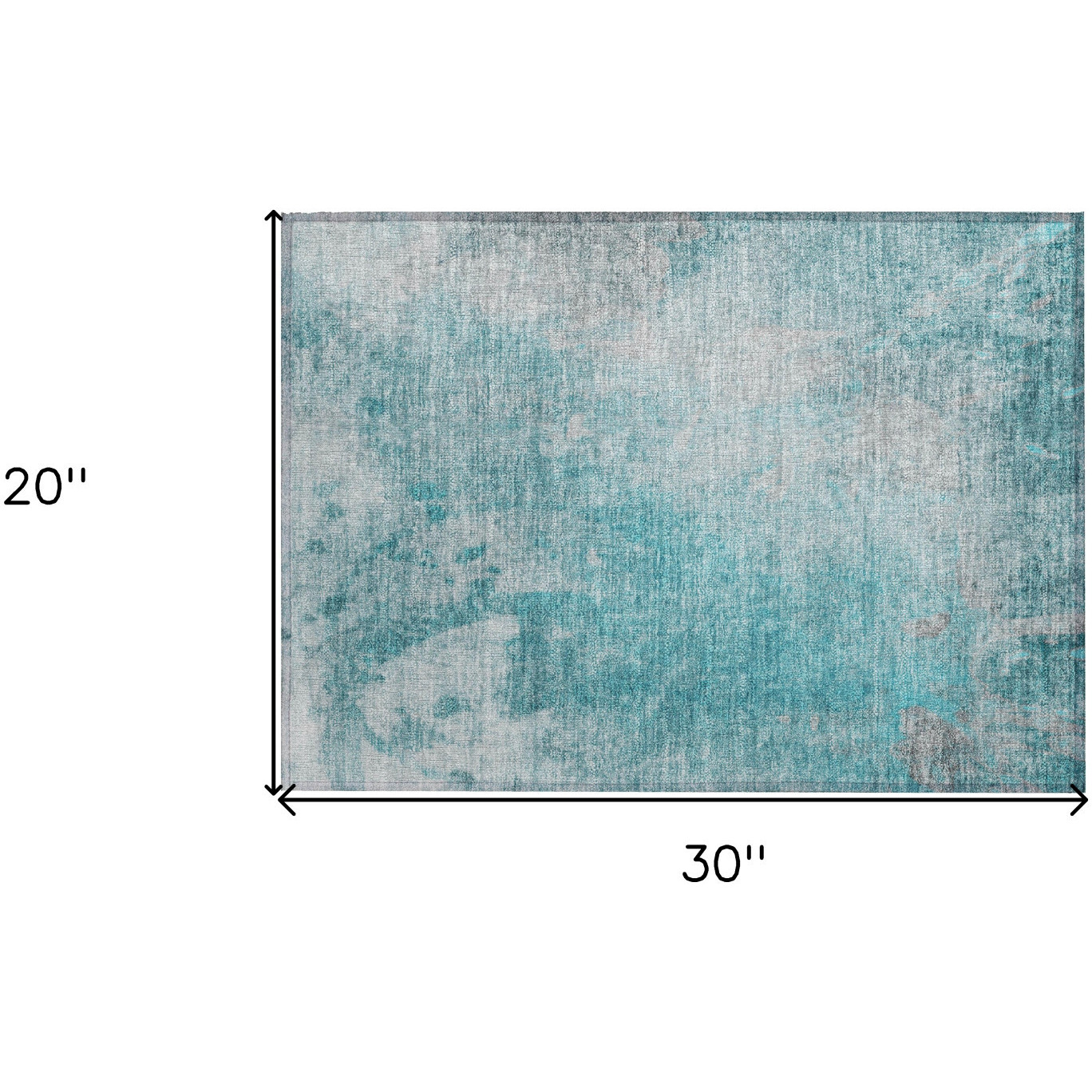 2' X 3' Teal Abstract Washable Non Skid Indoor Outdoor Area Rug