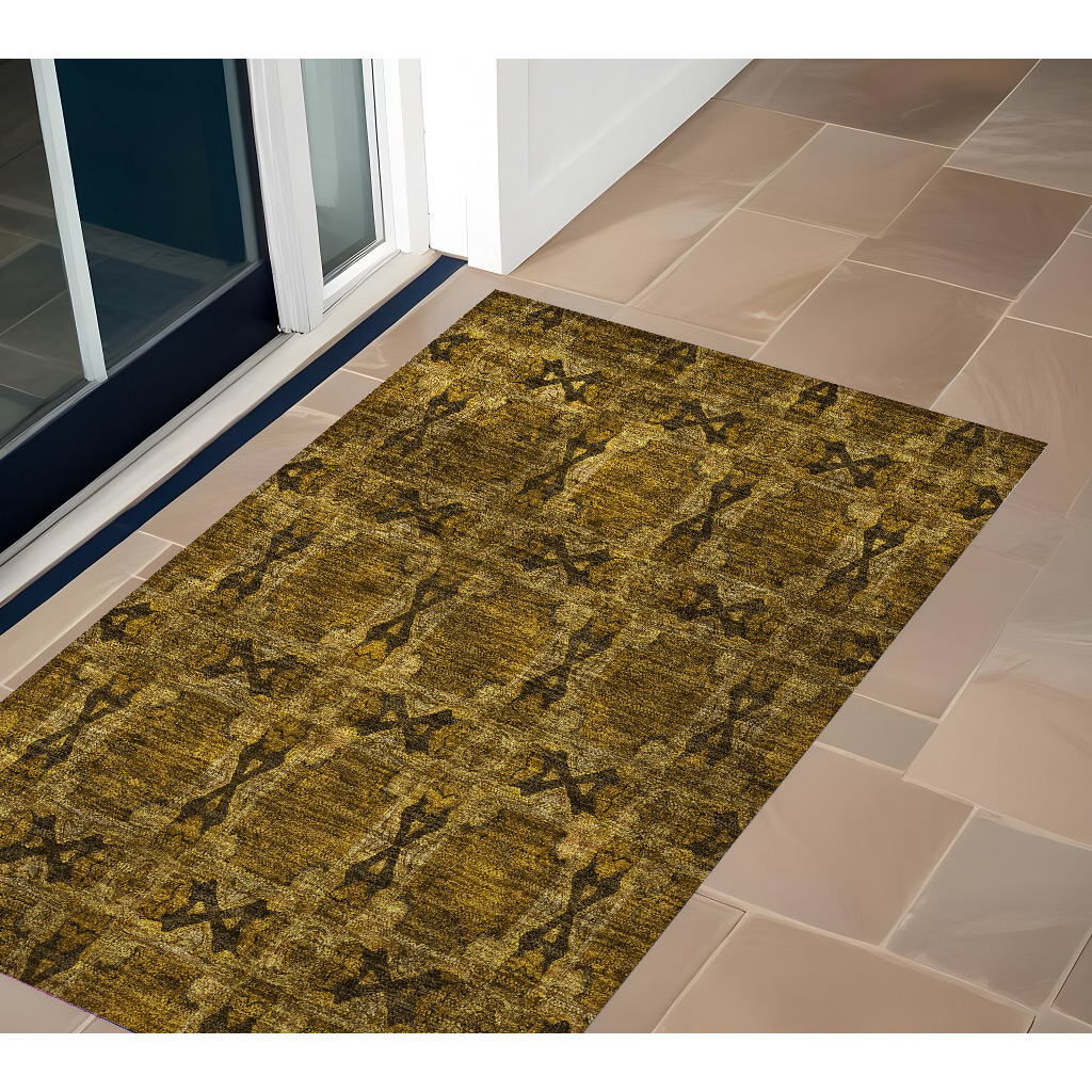 2' X 3' Chocolate Floral Medallion Washable Non Skid Indoor Outdoor Area Rug